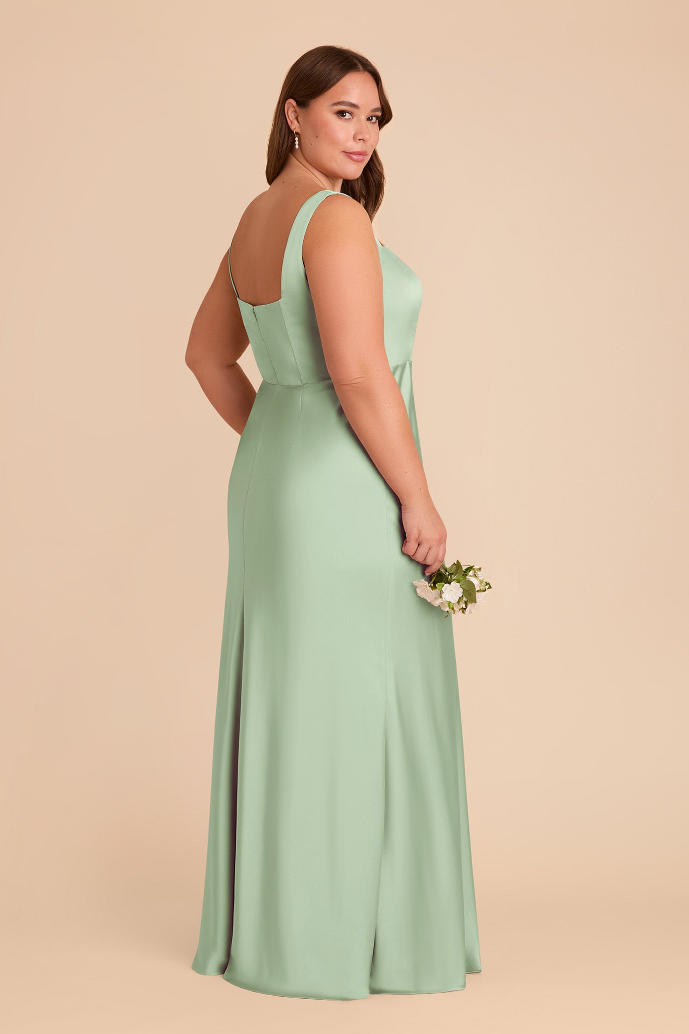 Convertible Satin Dress with Bows | Alex - Pistachio