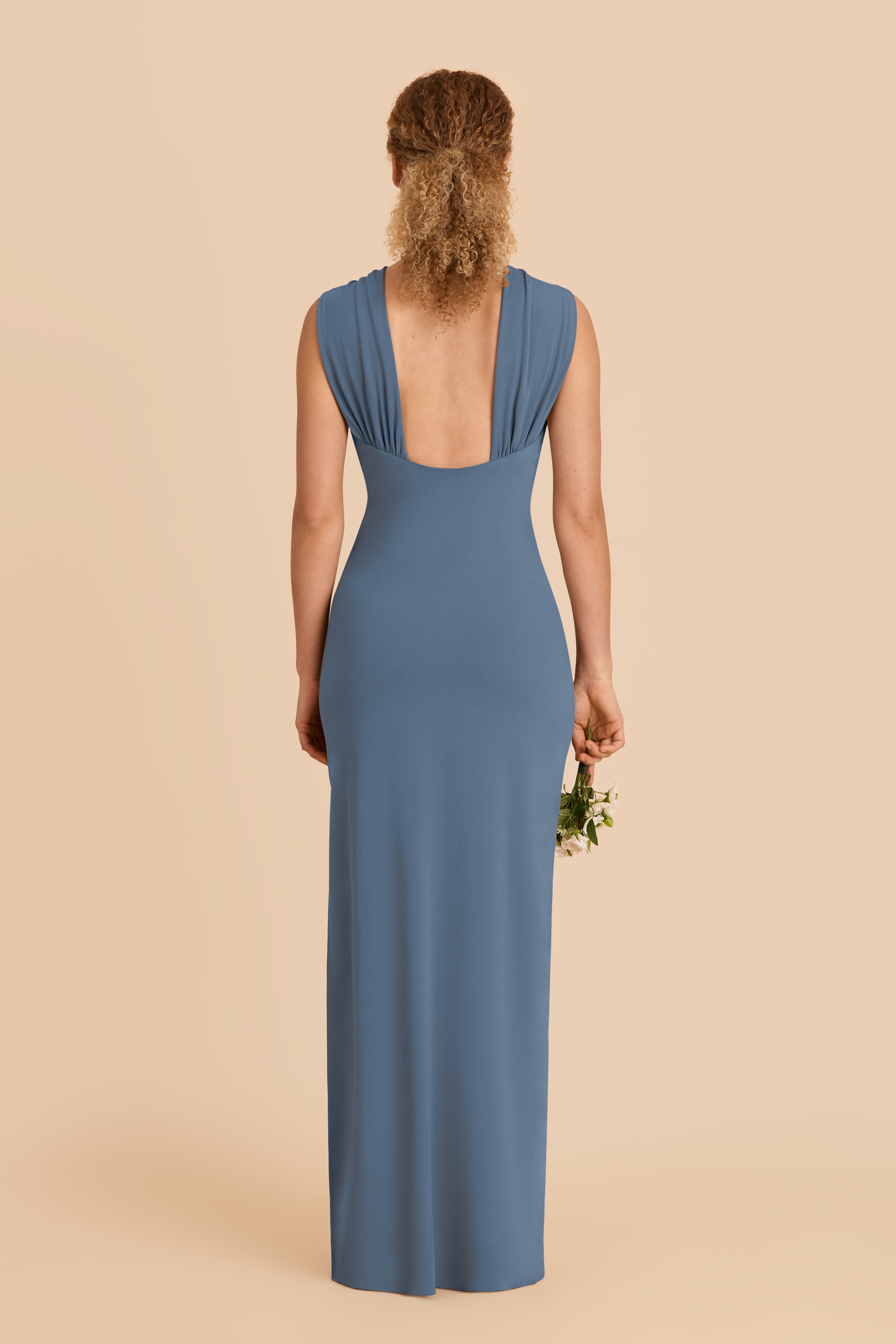 Luxe Knit Dress with Twisted Neckline & Column Skirt | Erica