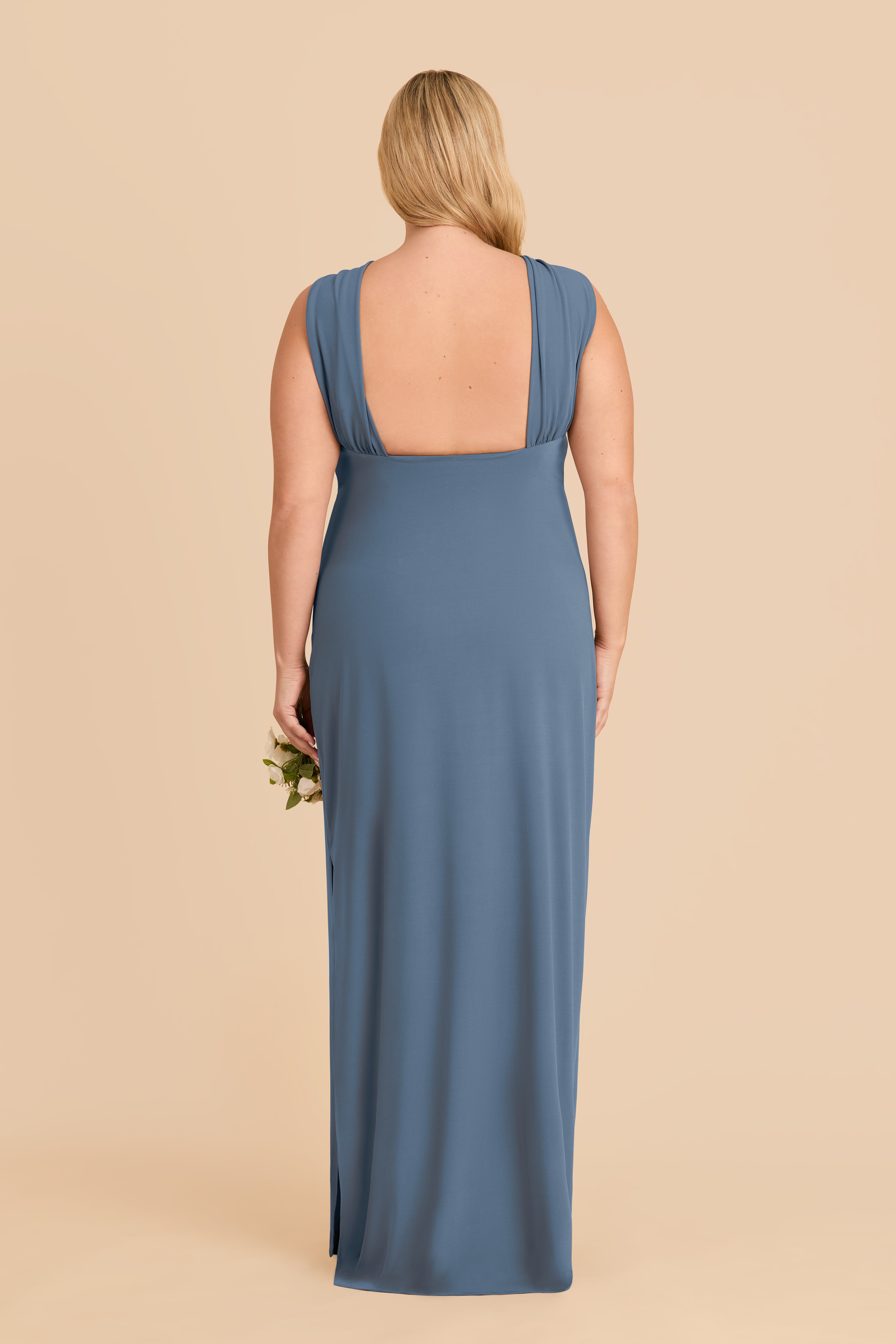 Luxe Knit Dress with Twisted Neckline & Column Skirt | Erica