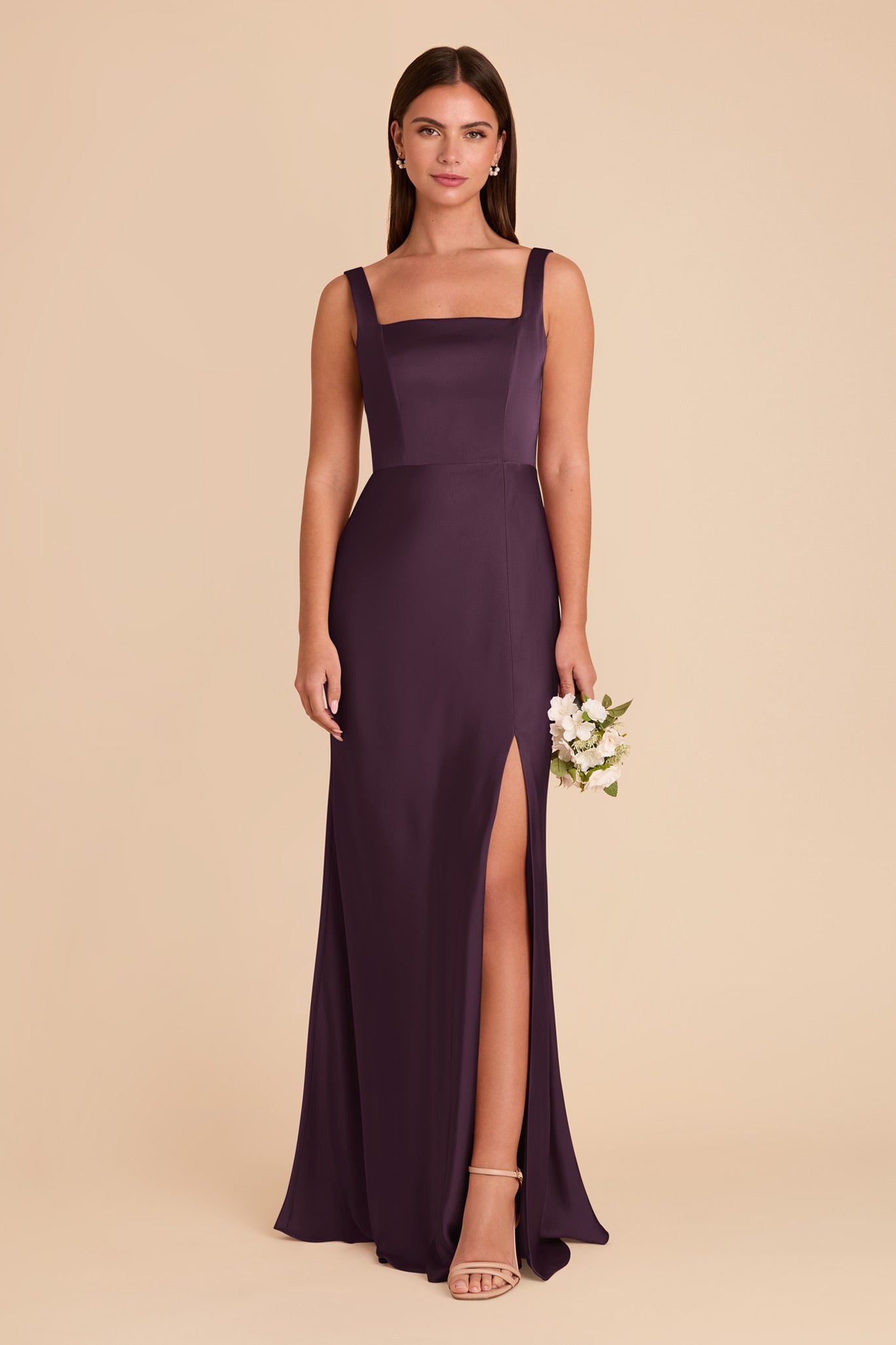 Convertible Plum Satin Dress with Bows | Alex