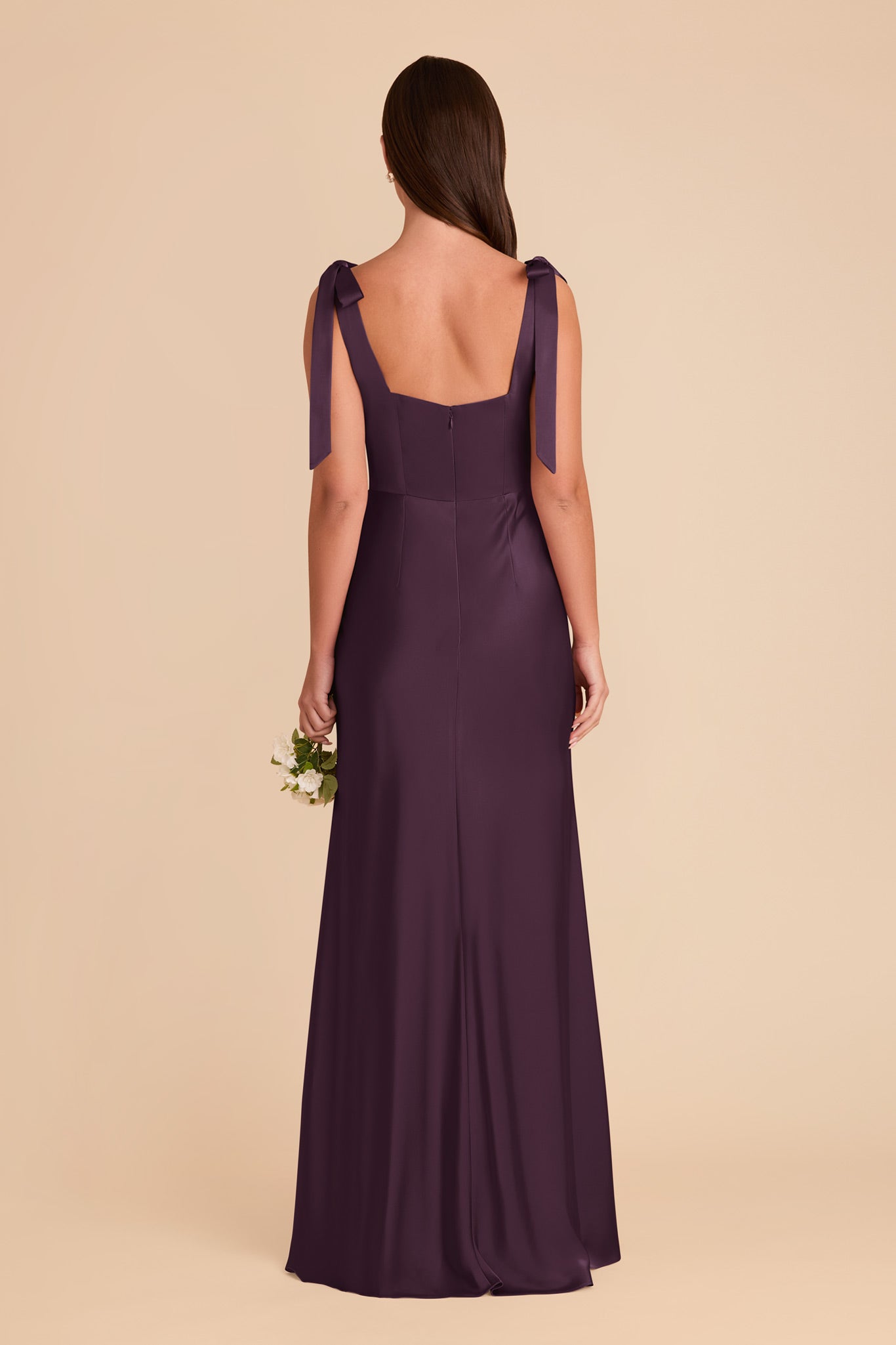 Convertible Plum Satin Dress with Bows | Alex