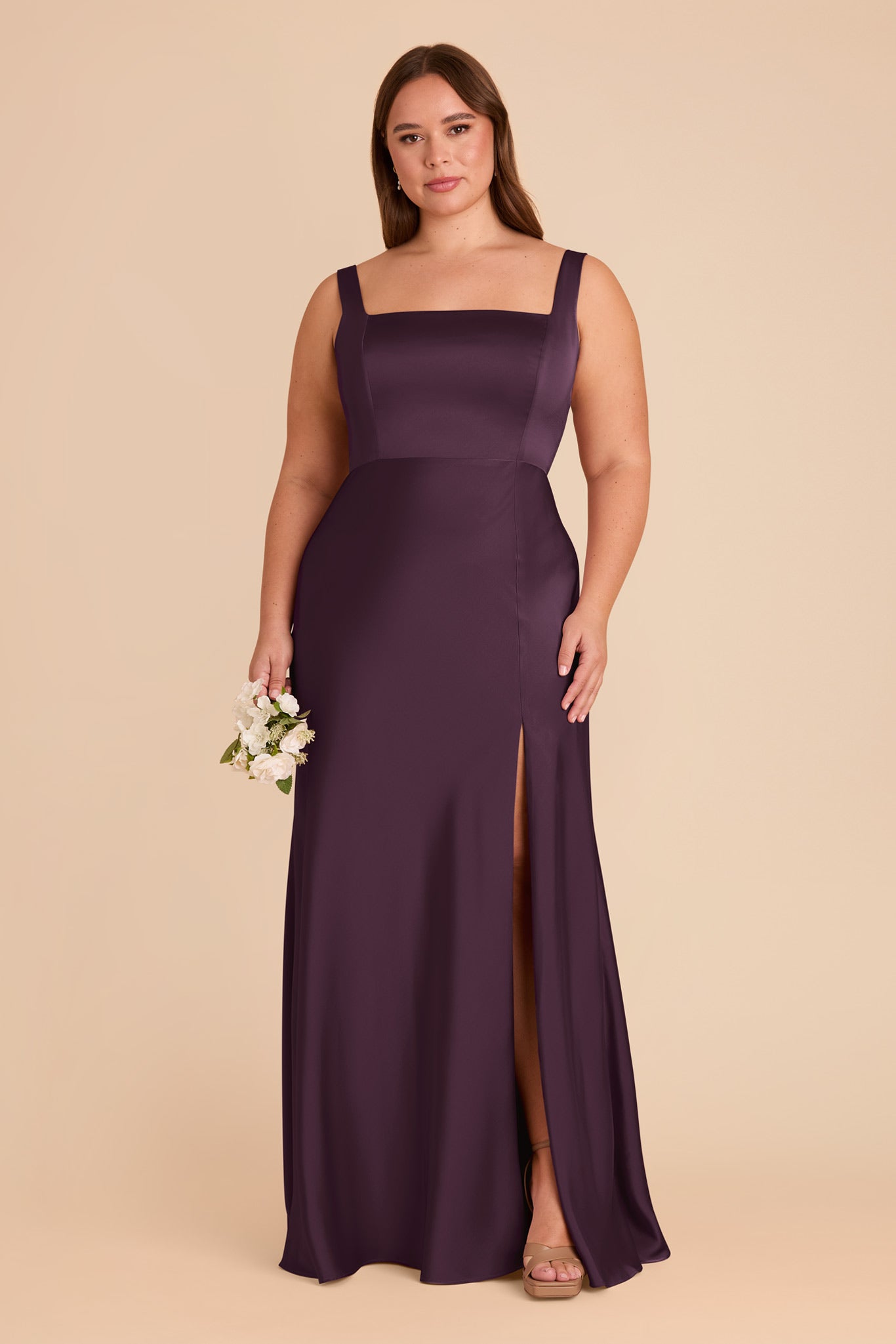 Convertible Plum Satin Dress with Bows | Alex