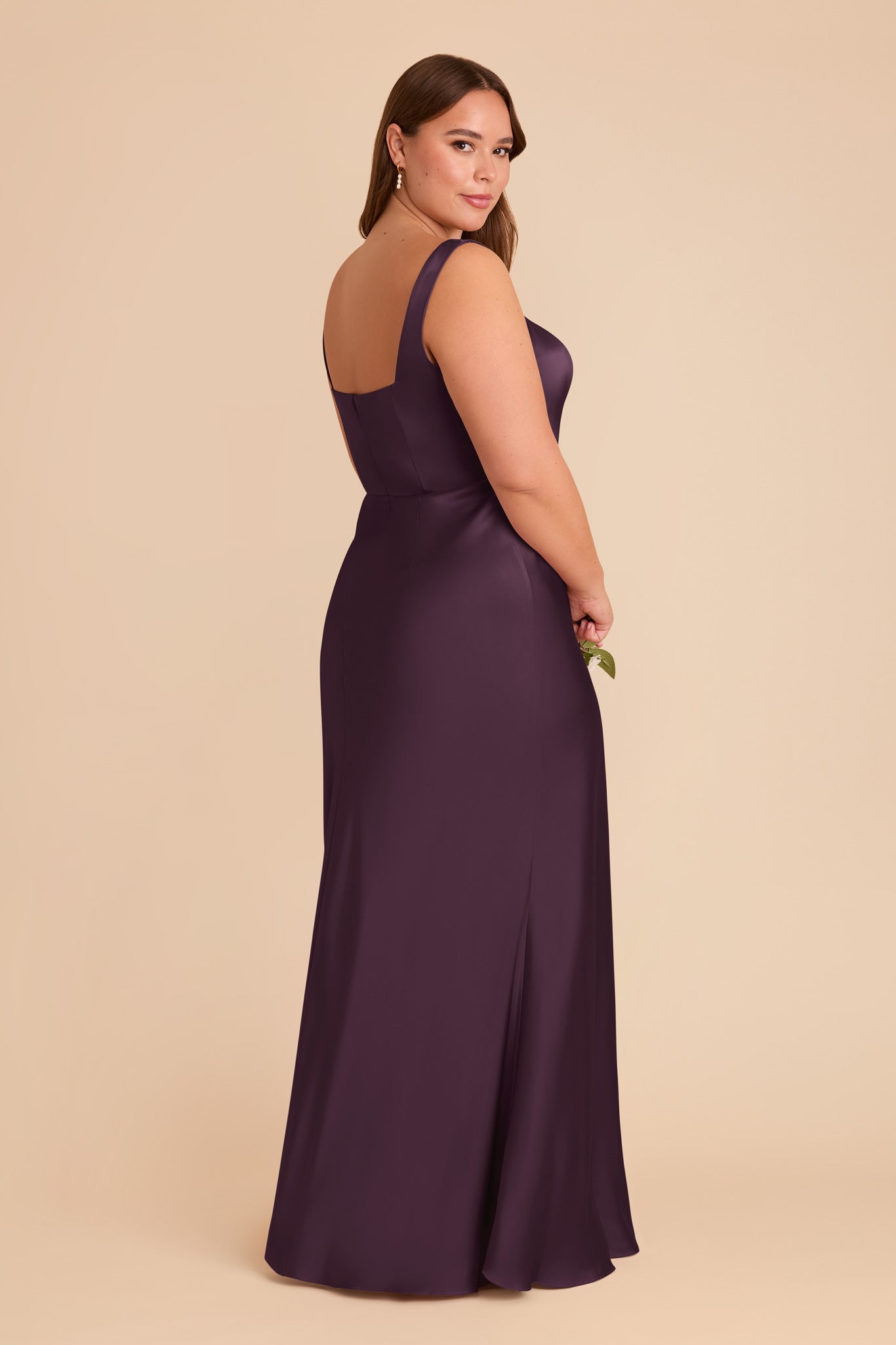 Convertible Plum Satin Dress with Bows | Alex