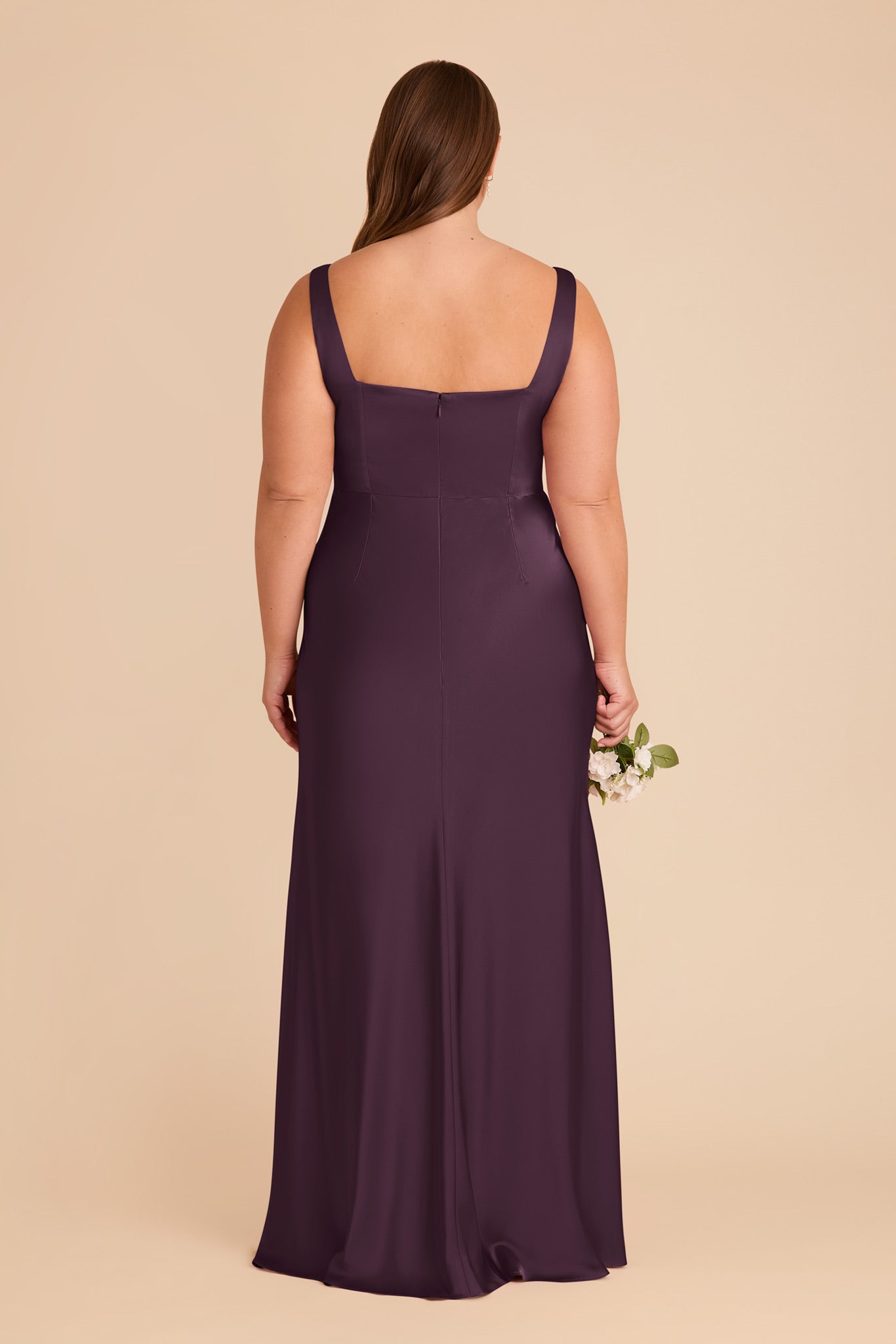 Convertible Plum Satin Dress with Bows | Alex