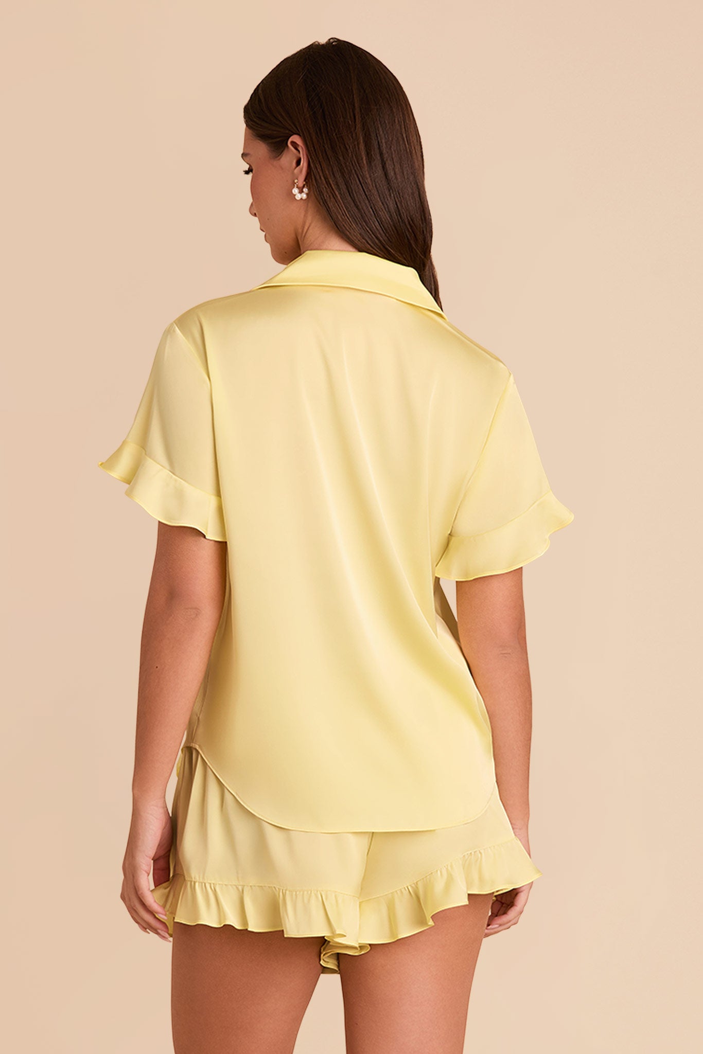Ruffled Short Sleeve Pajama Set for Women | Lemon Sorbet