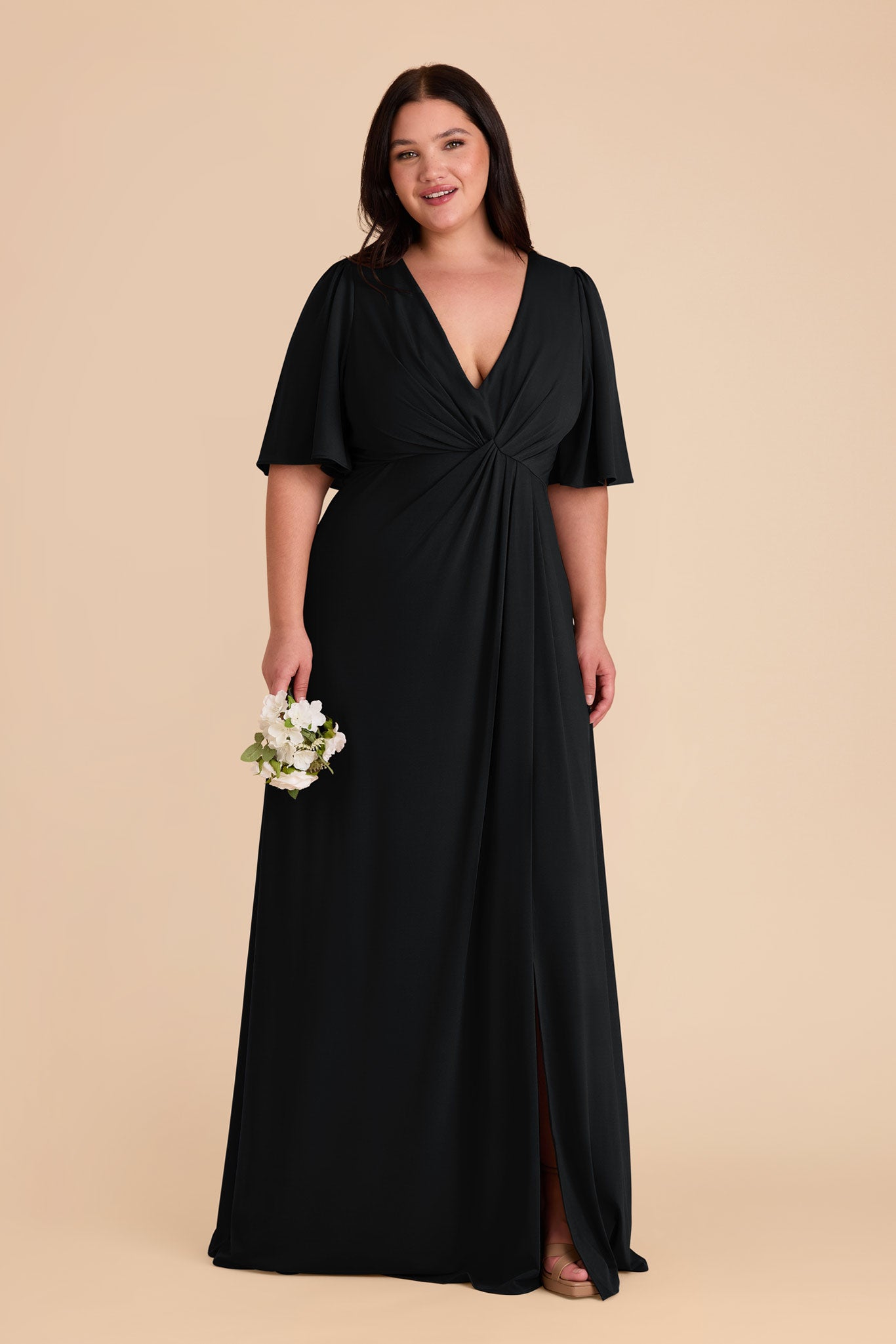 Modest A-Line Knit Dress with Flutter Sleeves | Fatima Luxe