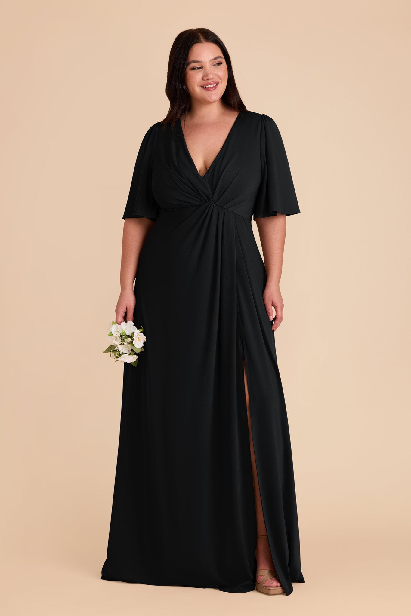 Modest A-Line Knit Dress with Flutter Sleeves | Fatima Luxe