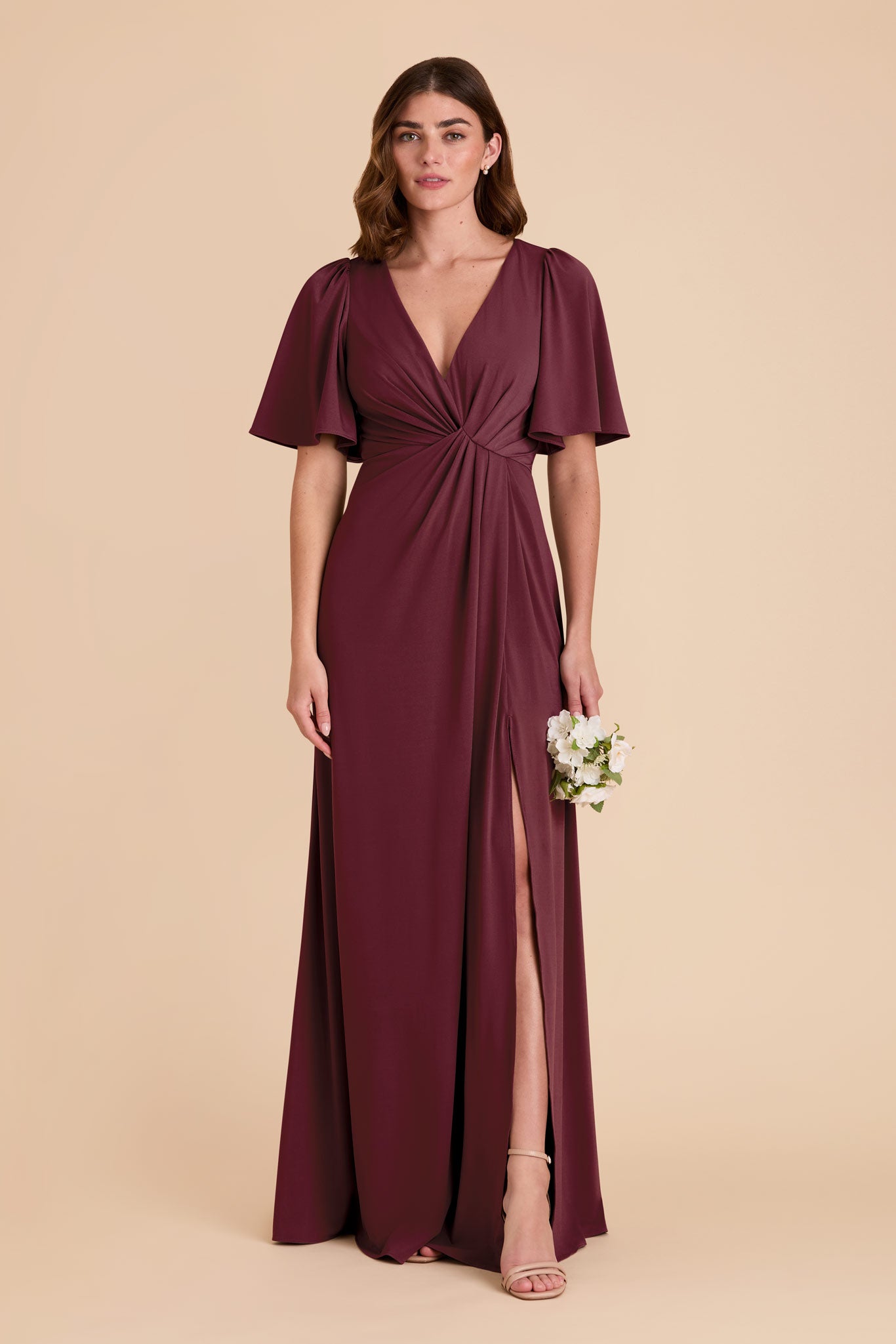 Modest Empire Gown with Flutter Sleeves | Fatima Luxe Knit Dress