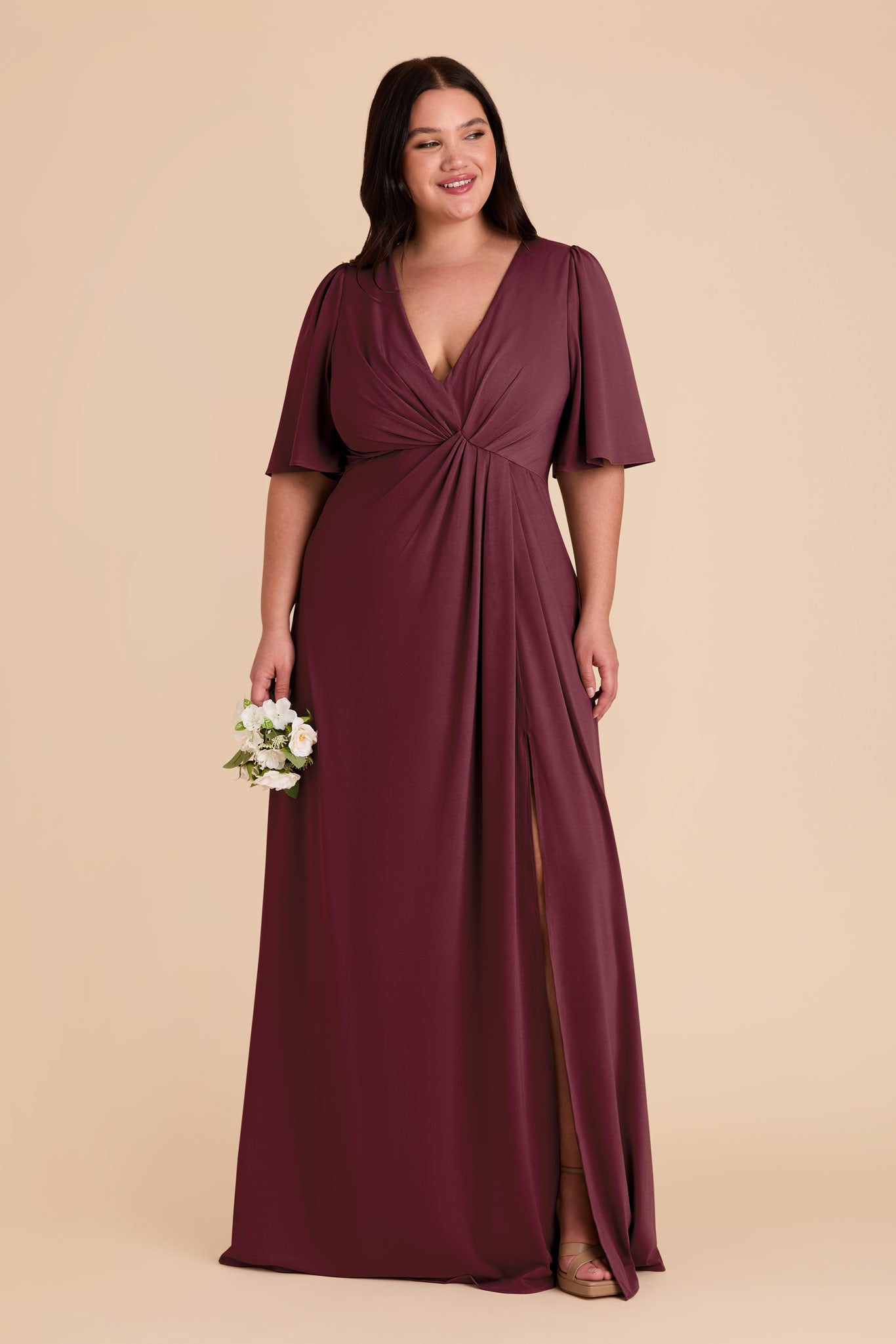Modest Empire Gown with Flutter Sleeves | Fatima Luxe Knit Dress