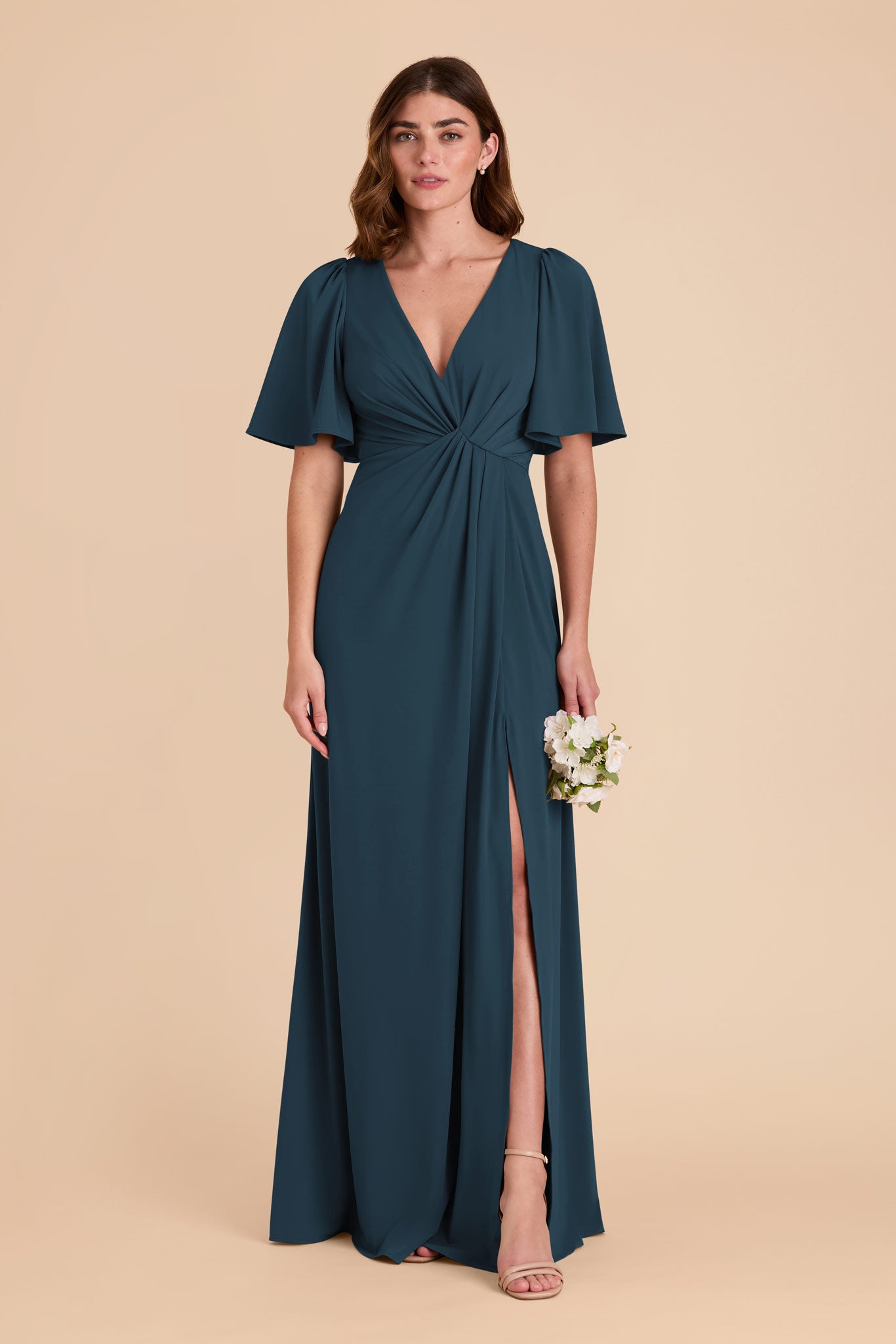 Modest Empire Knit Dress with Flutter Sleeves | Fatima Luxe