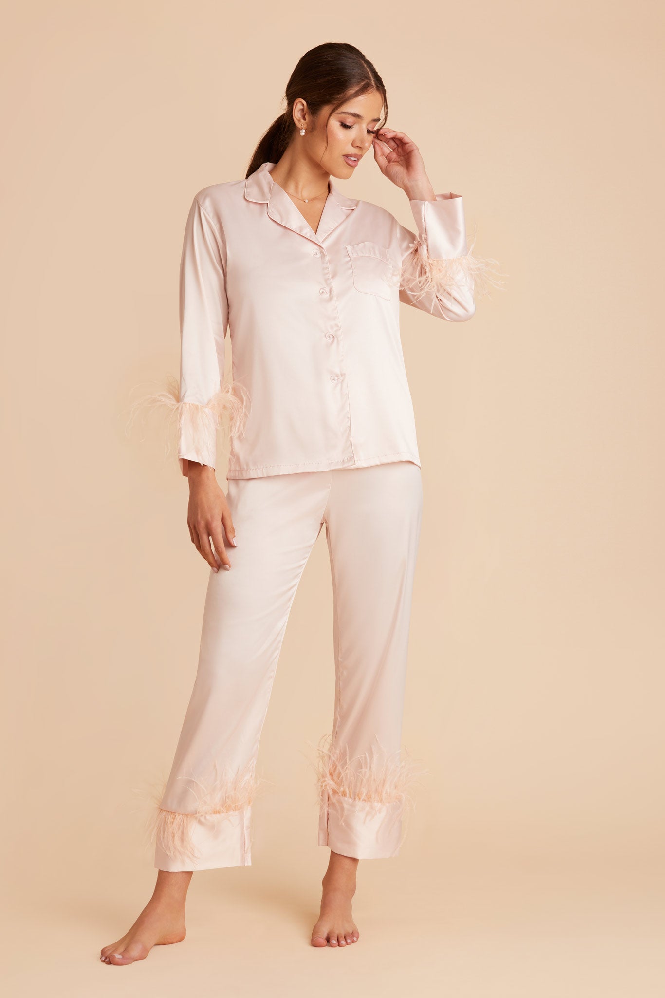 Feathered Pajama Set for Bridesmaids | Blush Sleepwear
