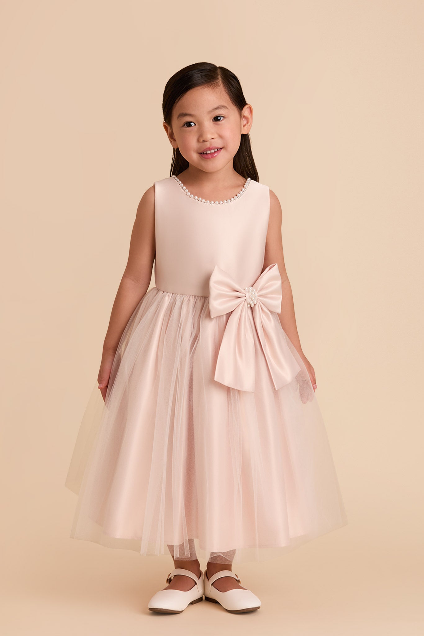 Blush Flower Girl Dress in Satin & Tulle | Fern