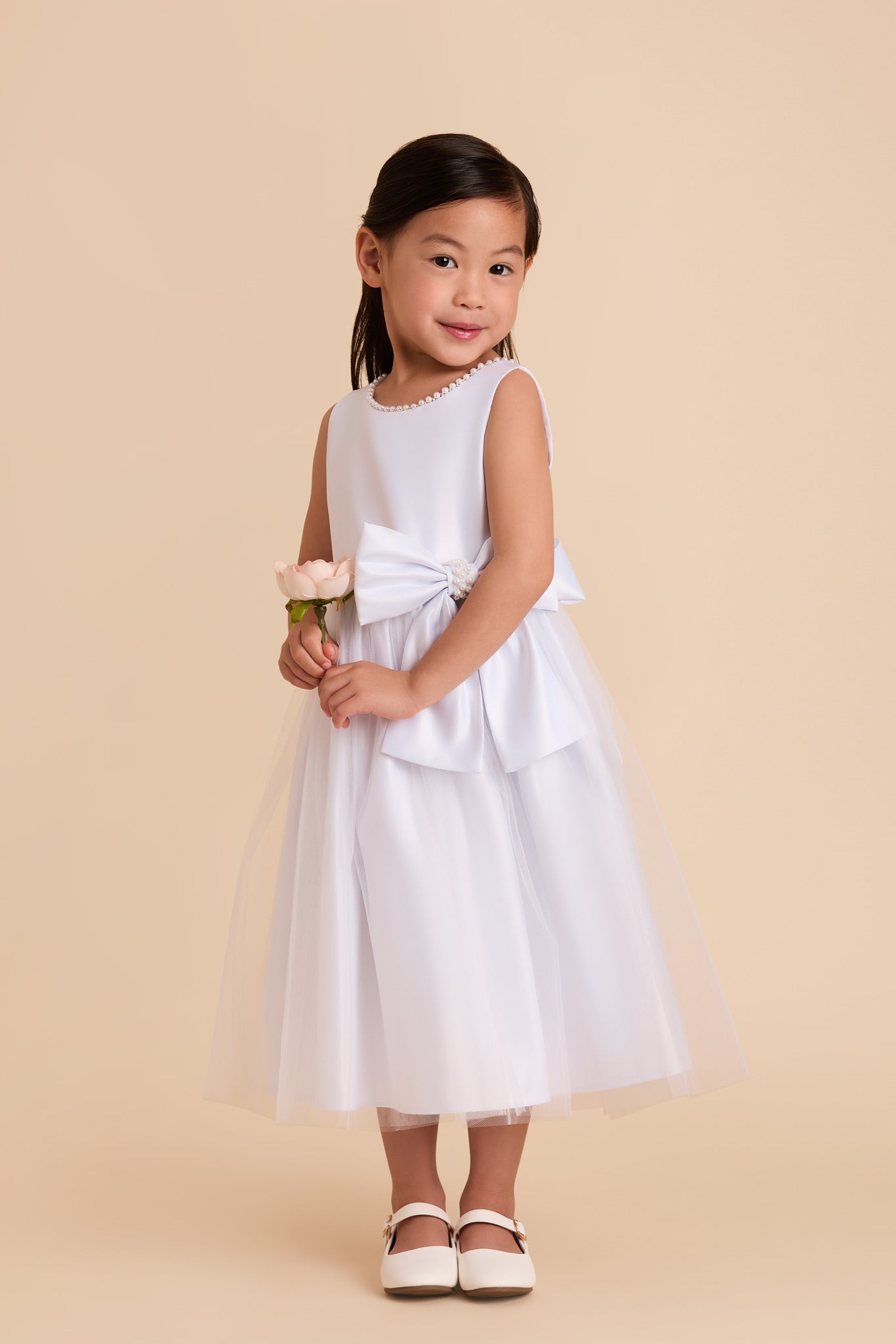 White Flower Girl Dress - Satin & Tulle | Fern