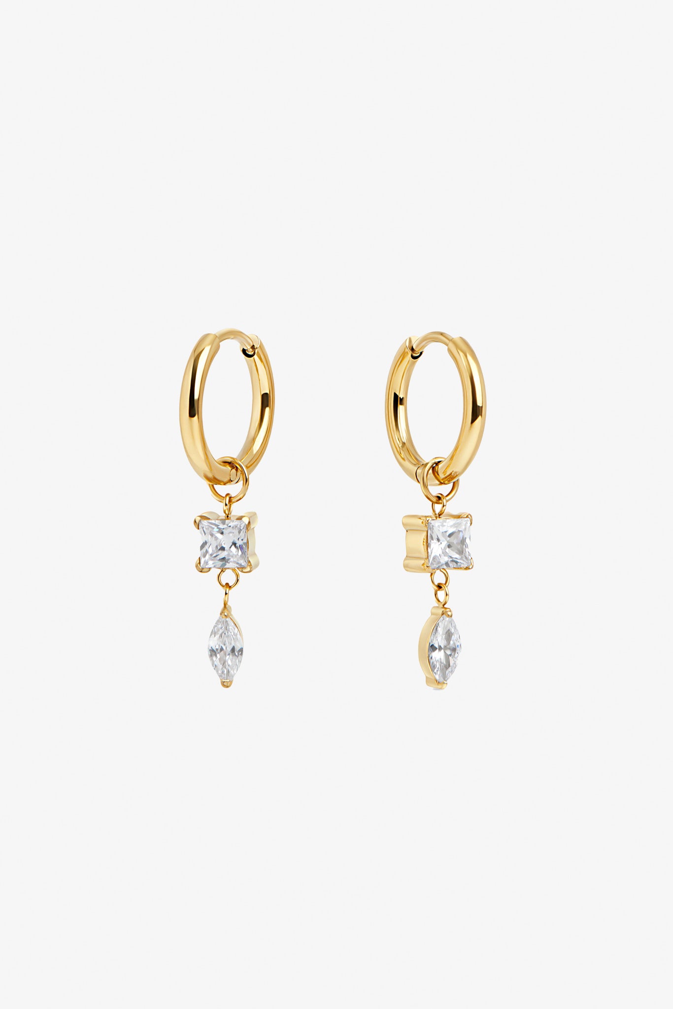 Gold Huggie Earrings with Removable Stones | Freya by Mia Bijoux