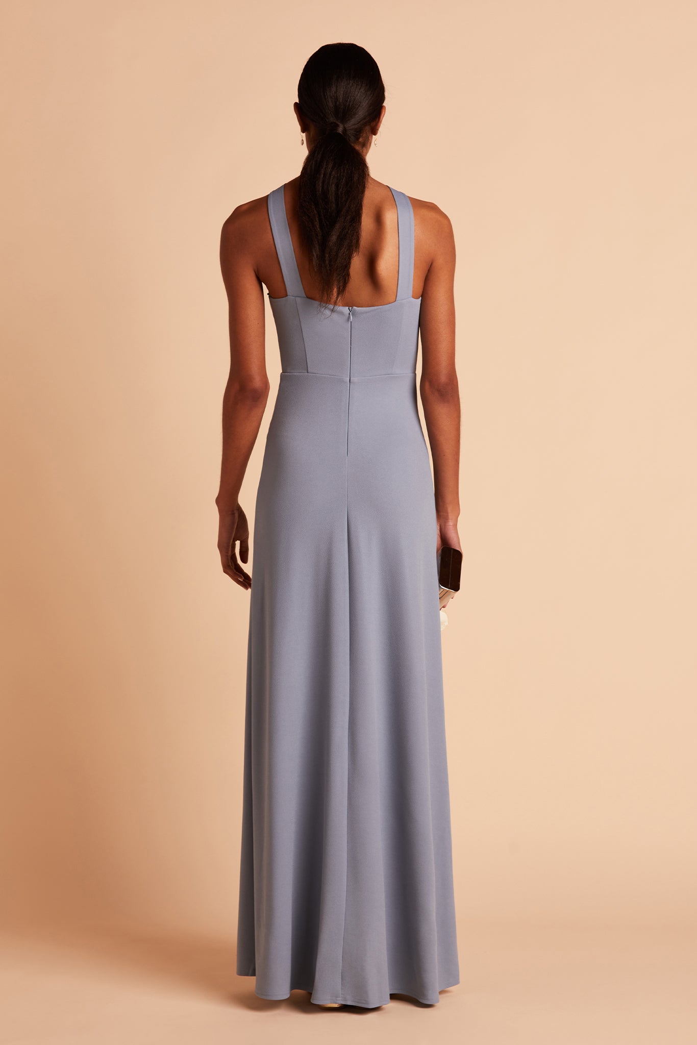 Cross-Front Halter Gown in Dusty Blue | Gene Dress