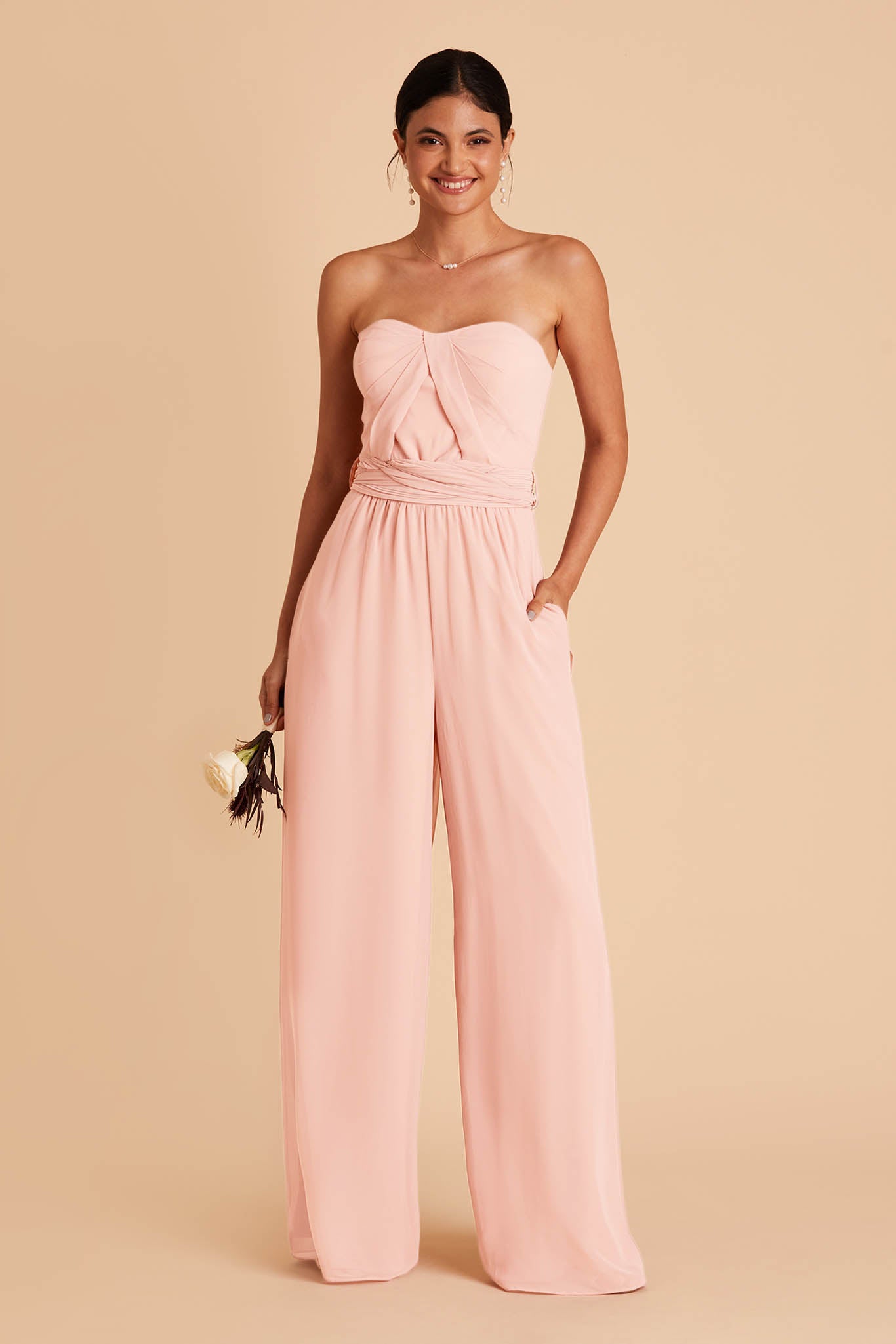 Convertible Jumpsuit with Adjustable Straps - Blush Pink | Birdy Grey
