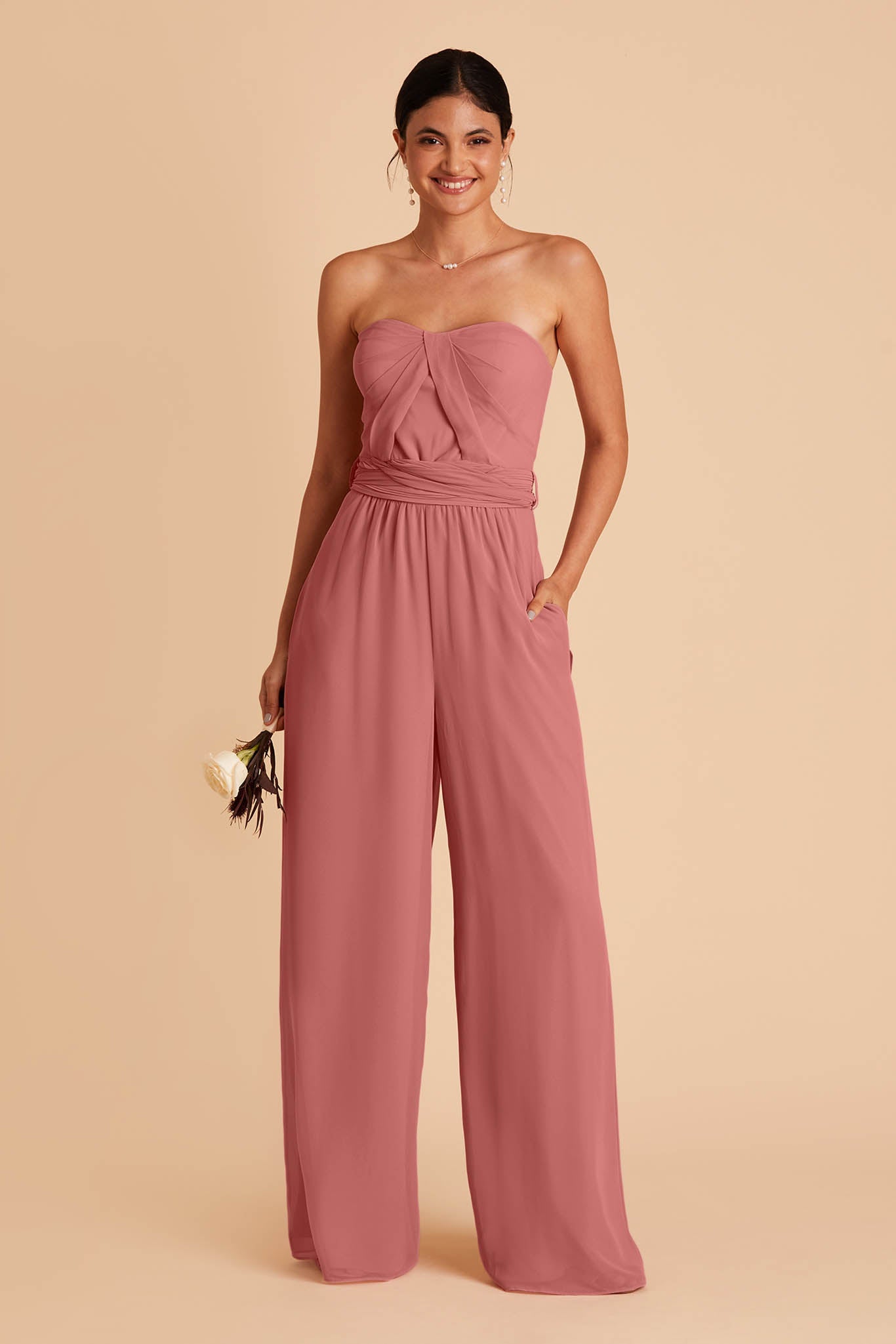 Convertible Wedding Jumpsuit with Adjustable Straps | Birdy Grey