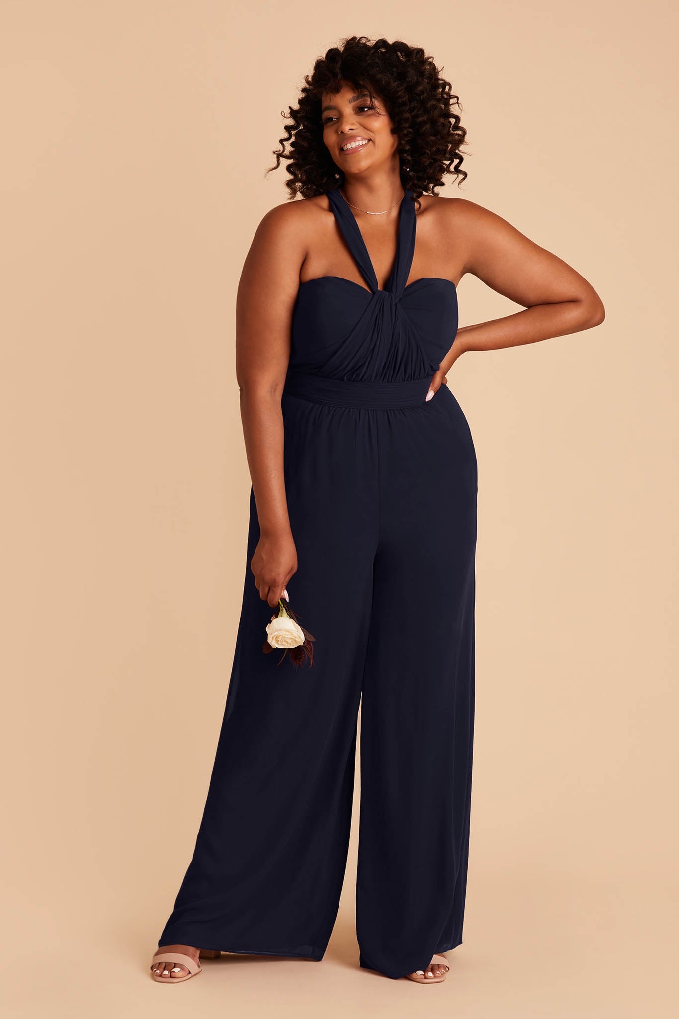 Convertible Jumpsuit for Weddings with Adjustable Straps | Gigi Navy