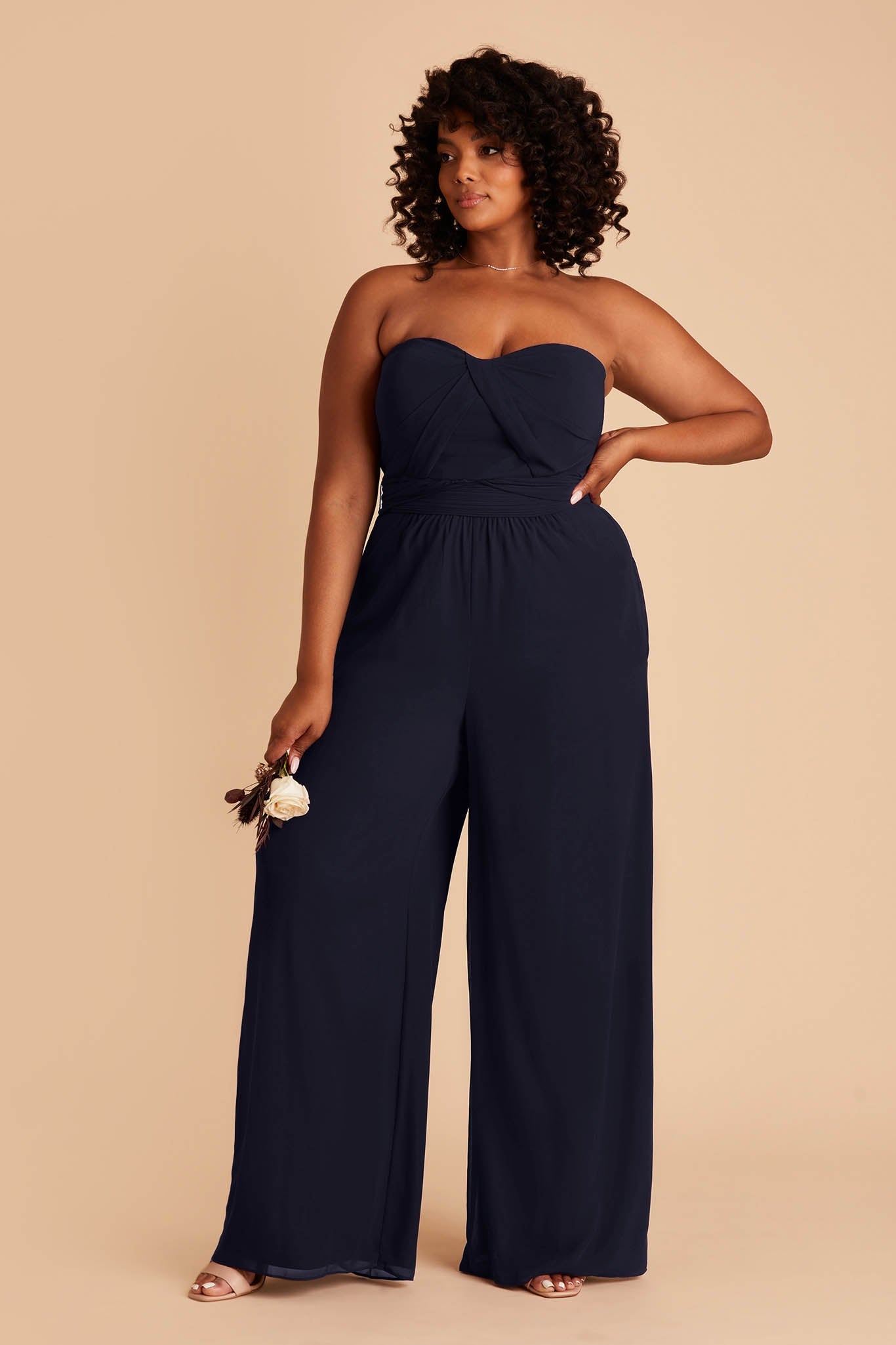 Convertible Jumpsuit for Weddings with Adjustable Straps | Gigi Navy