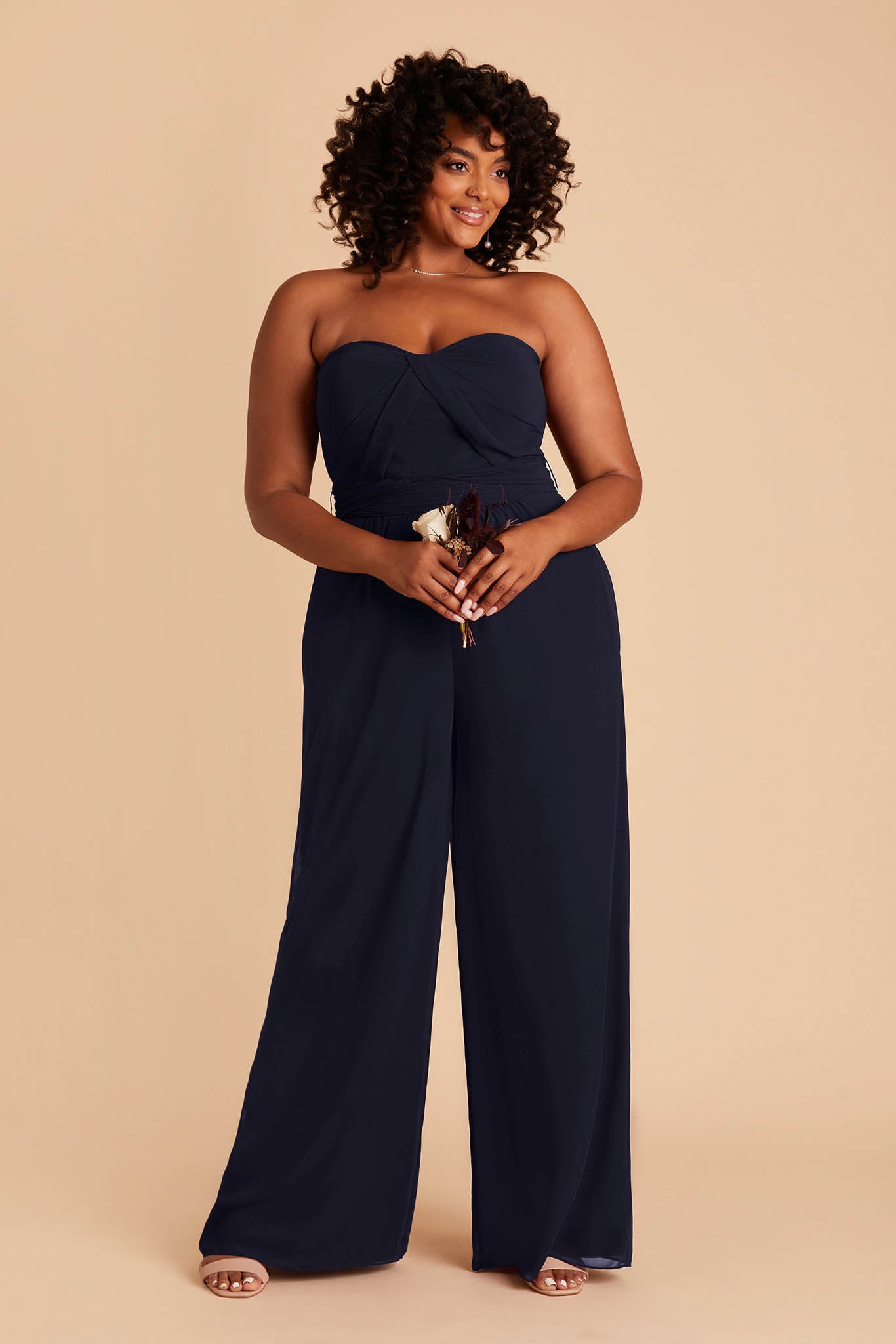 Convertible Jumpsuit for Weddings with Adjustable Straps | Gigi Navy
