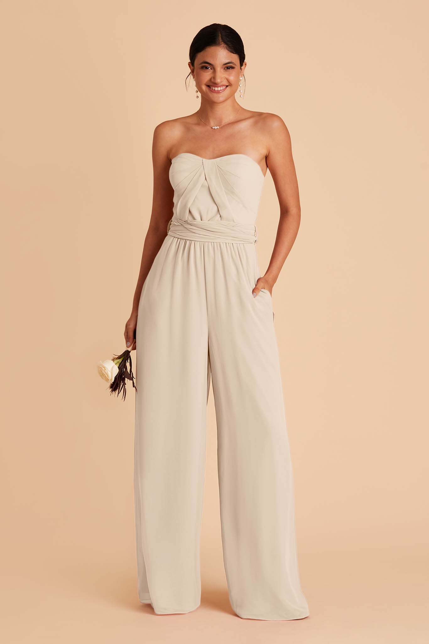 Convertible Wedding Jumpsuit with Adjustable Straps | Birdy Grey