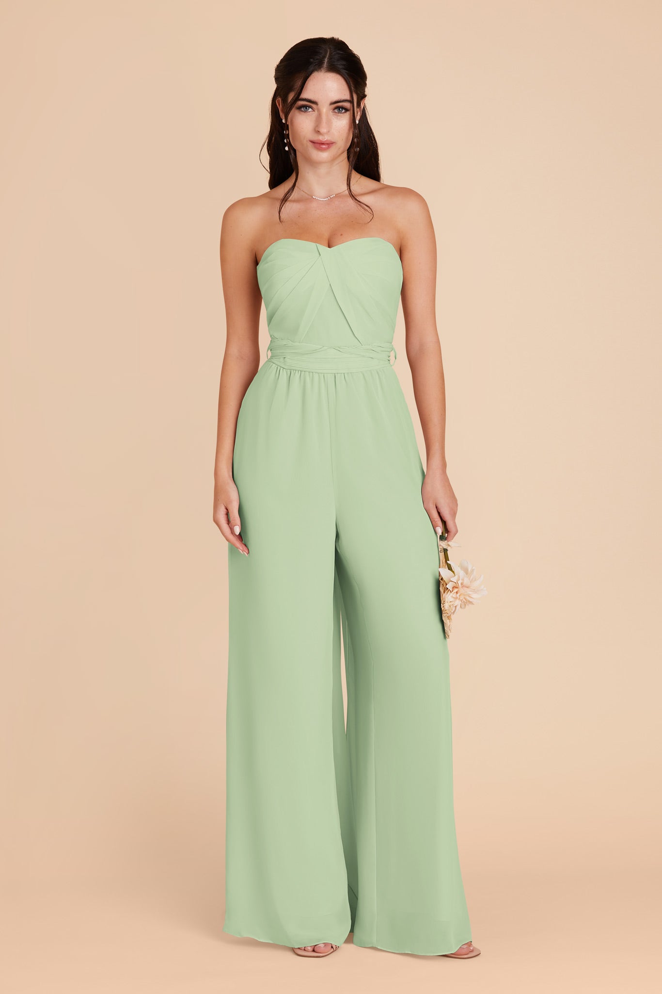 Convertible Wedding Jumpsuit with Adjustable Straps | Gigi - Pistachio