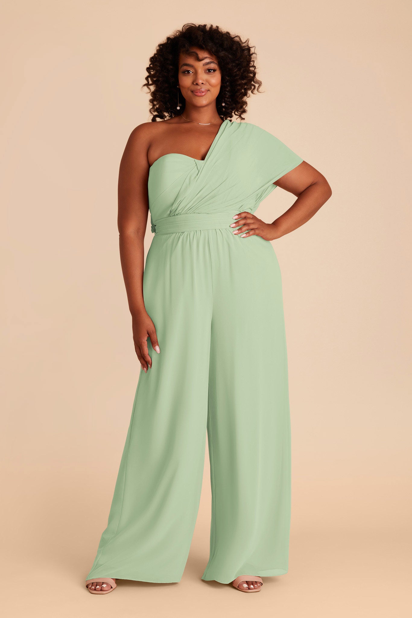 Convertible Wedding Jumpsuit with Adjustable Straps | Gigi - Pistachio