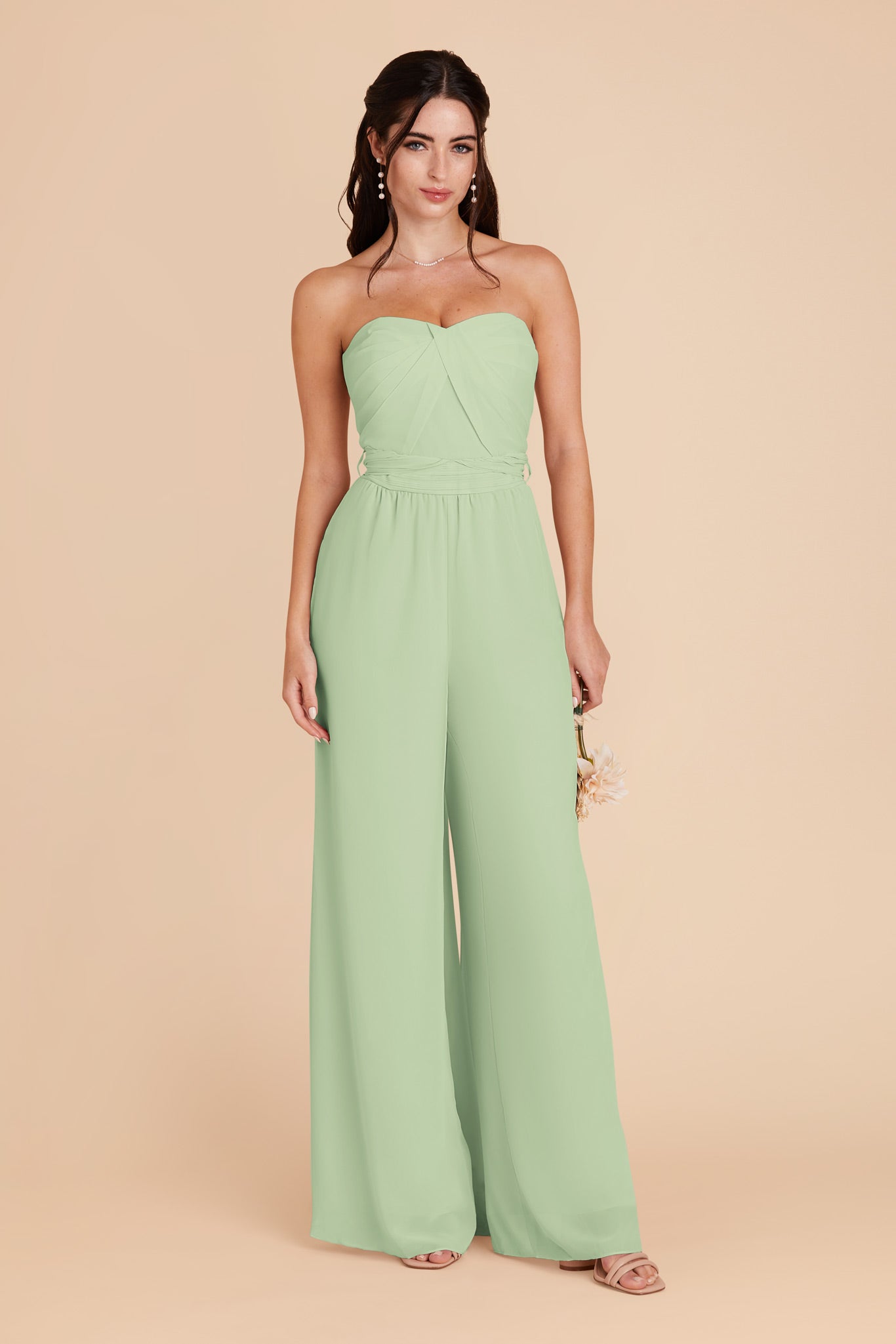 Convertible Wedding Jumpsuit with Adjustable Straps | Gigi - Pistachio