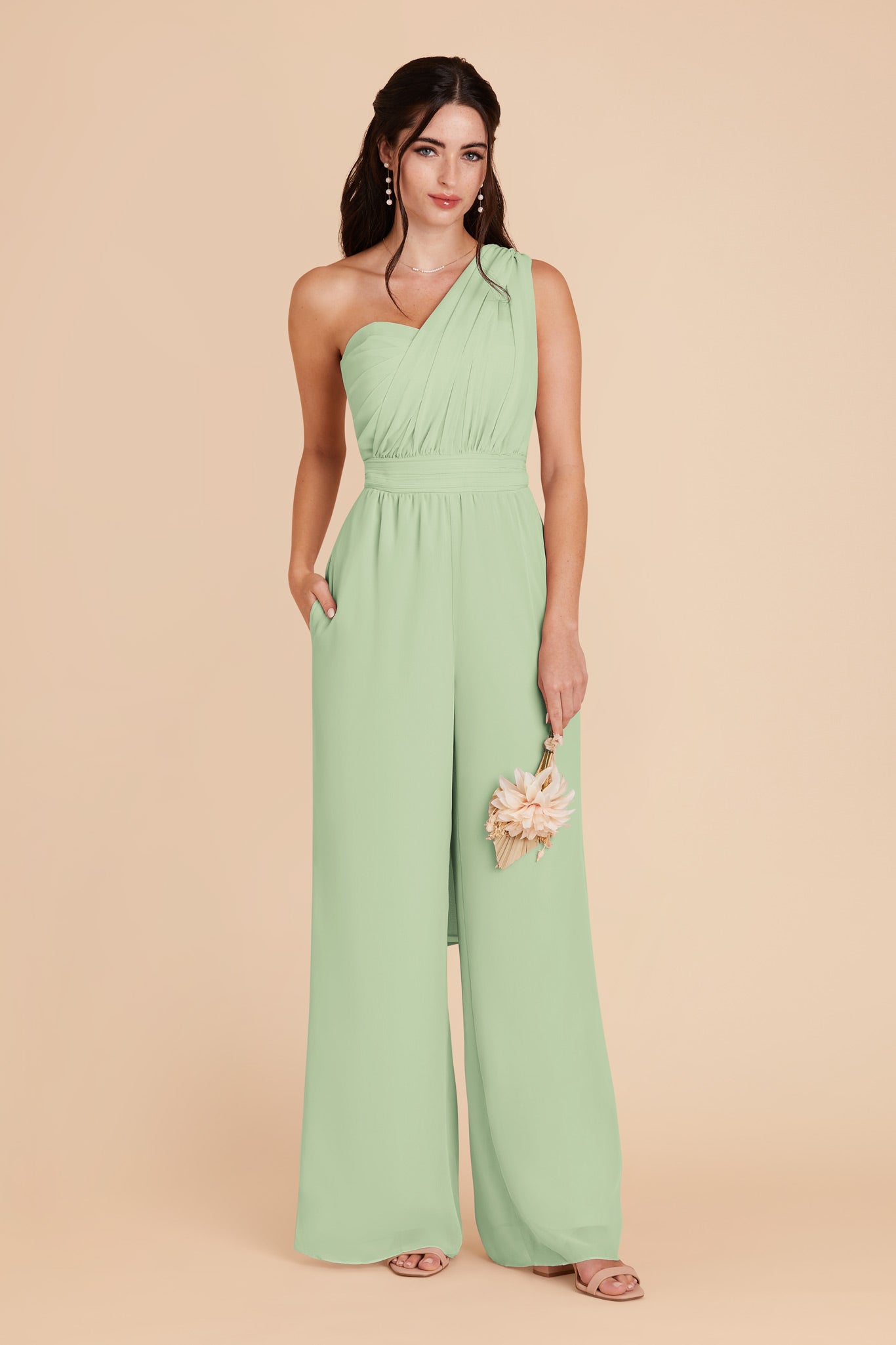 Convertible Wedding Jumpsuit with Adjustable Straps | Gigi - Pistachio