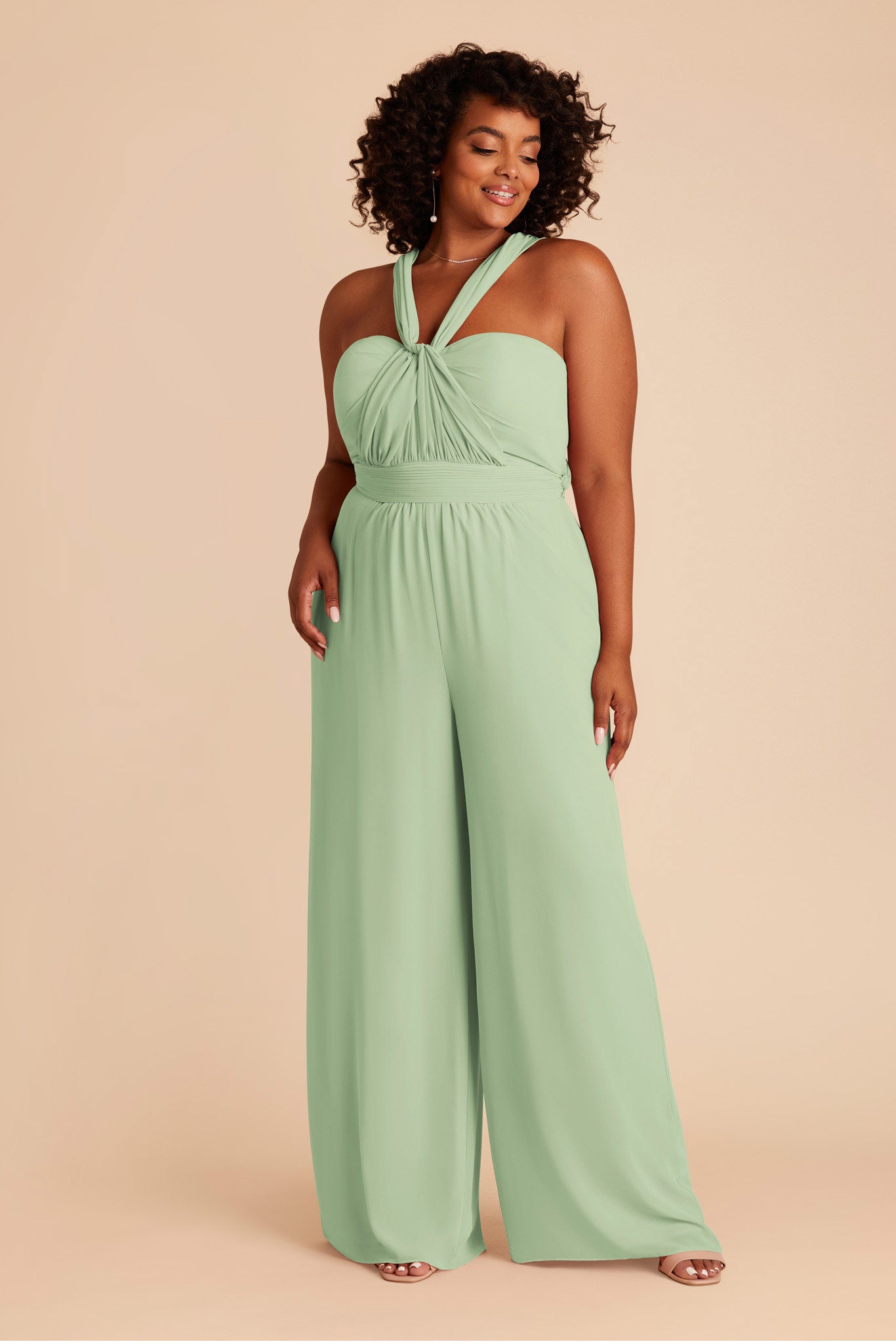 Convertible Wedding Jumpsuit with Adjustable Straps | Gigi - Pistachio