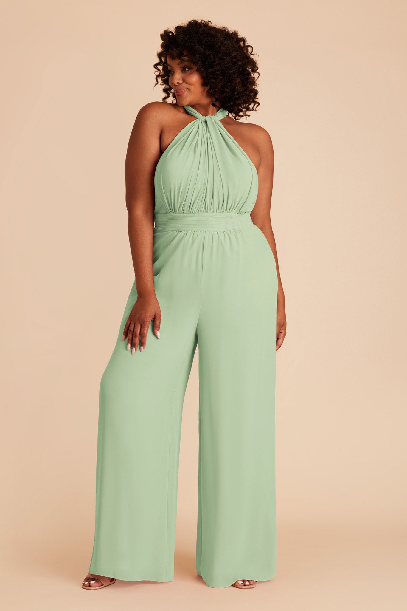 Convertible Wedding Jumpsuit with Adjustable Straps | Gigi - Pistachio