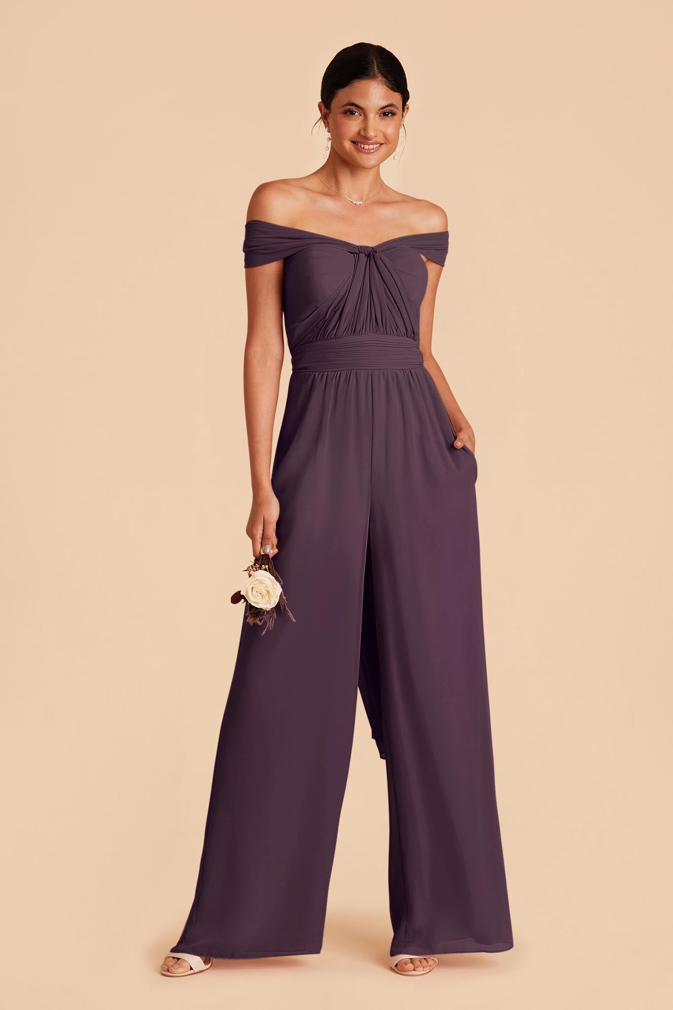 Convertible Wedding Jumpsuit with Adjustable Straps | Birdy Grey