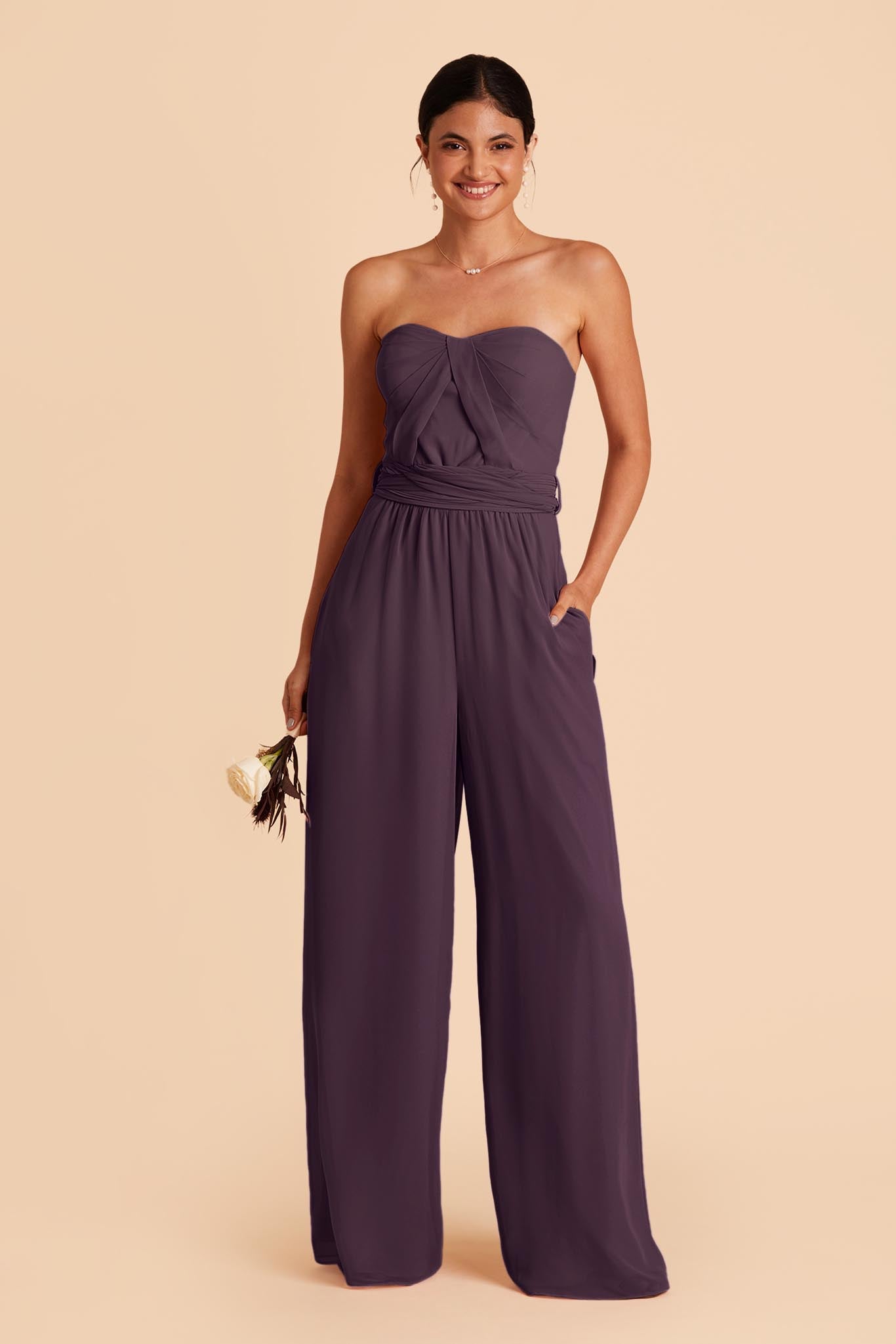 Convertible Wedding Jumpsuit with Adjustable Straps | Birdy Grey