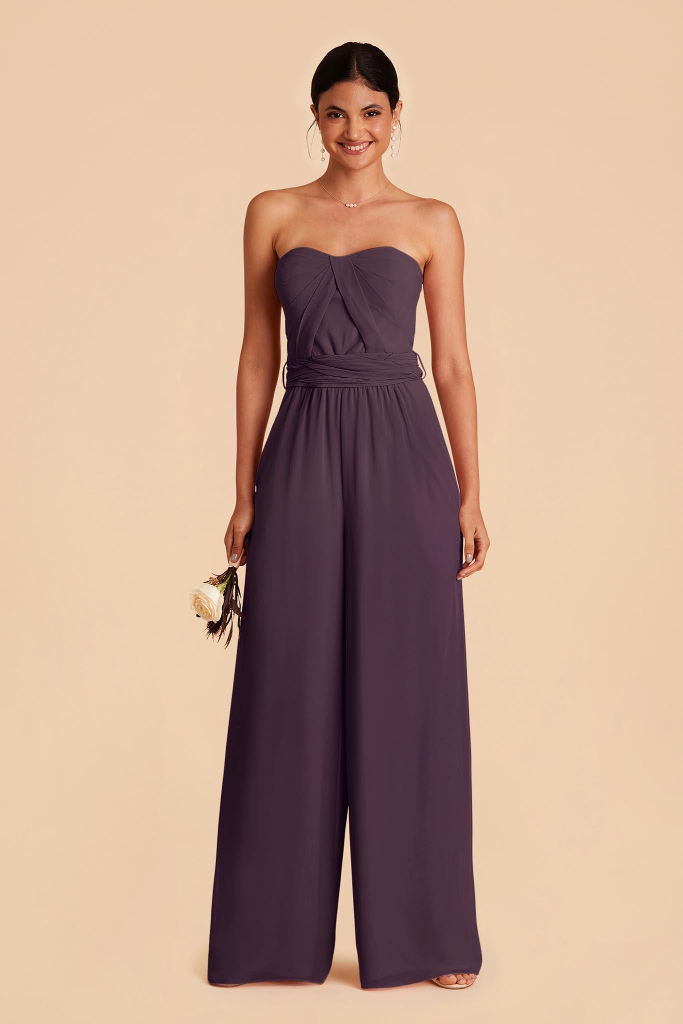 Convertible Wedding Jumpsuit with Adjustable Straps | Birdy Grey