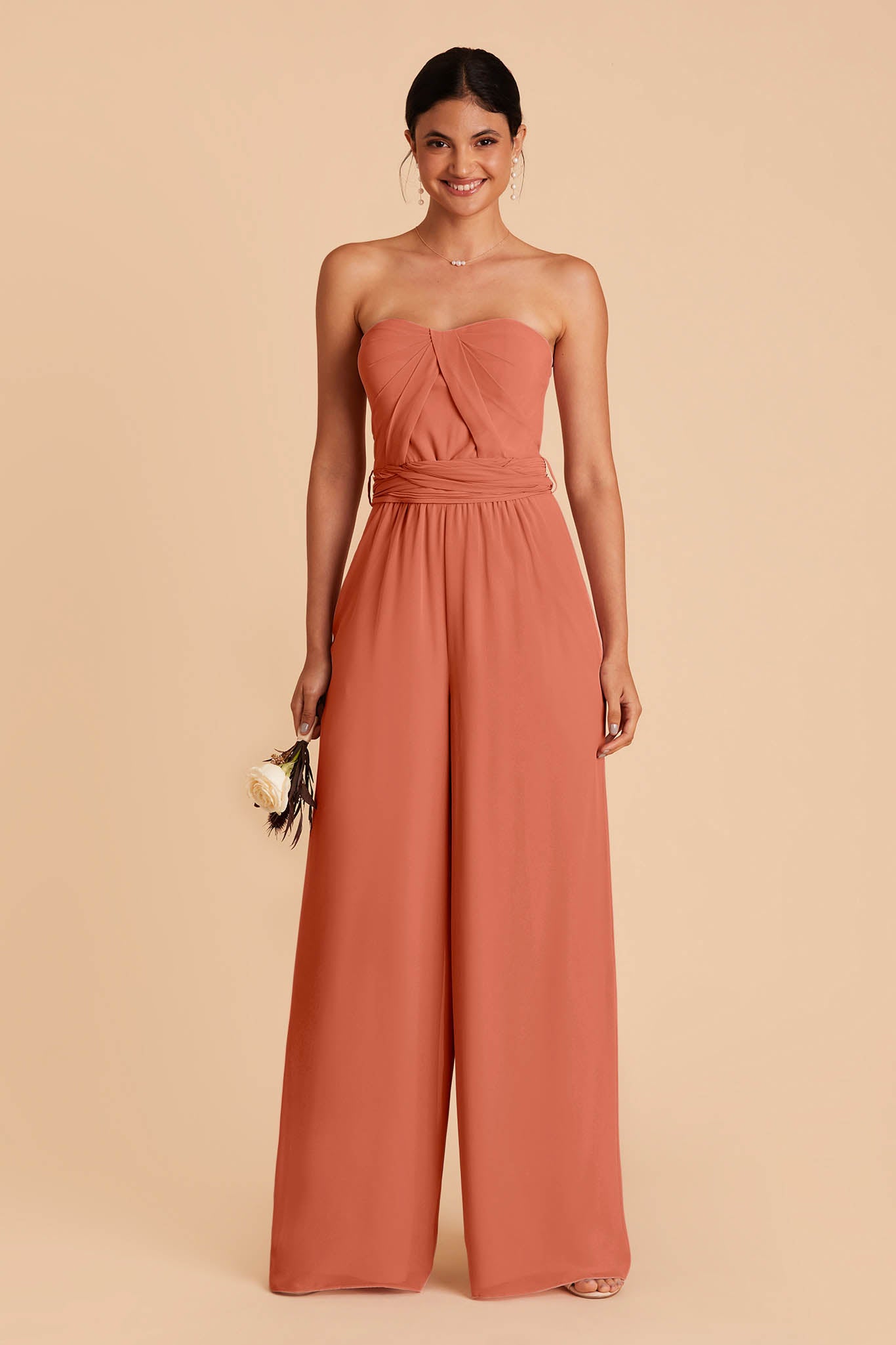 Convertible Wedding Jumpsuit with Adjustable Straps | Gigi - Terracotta