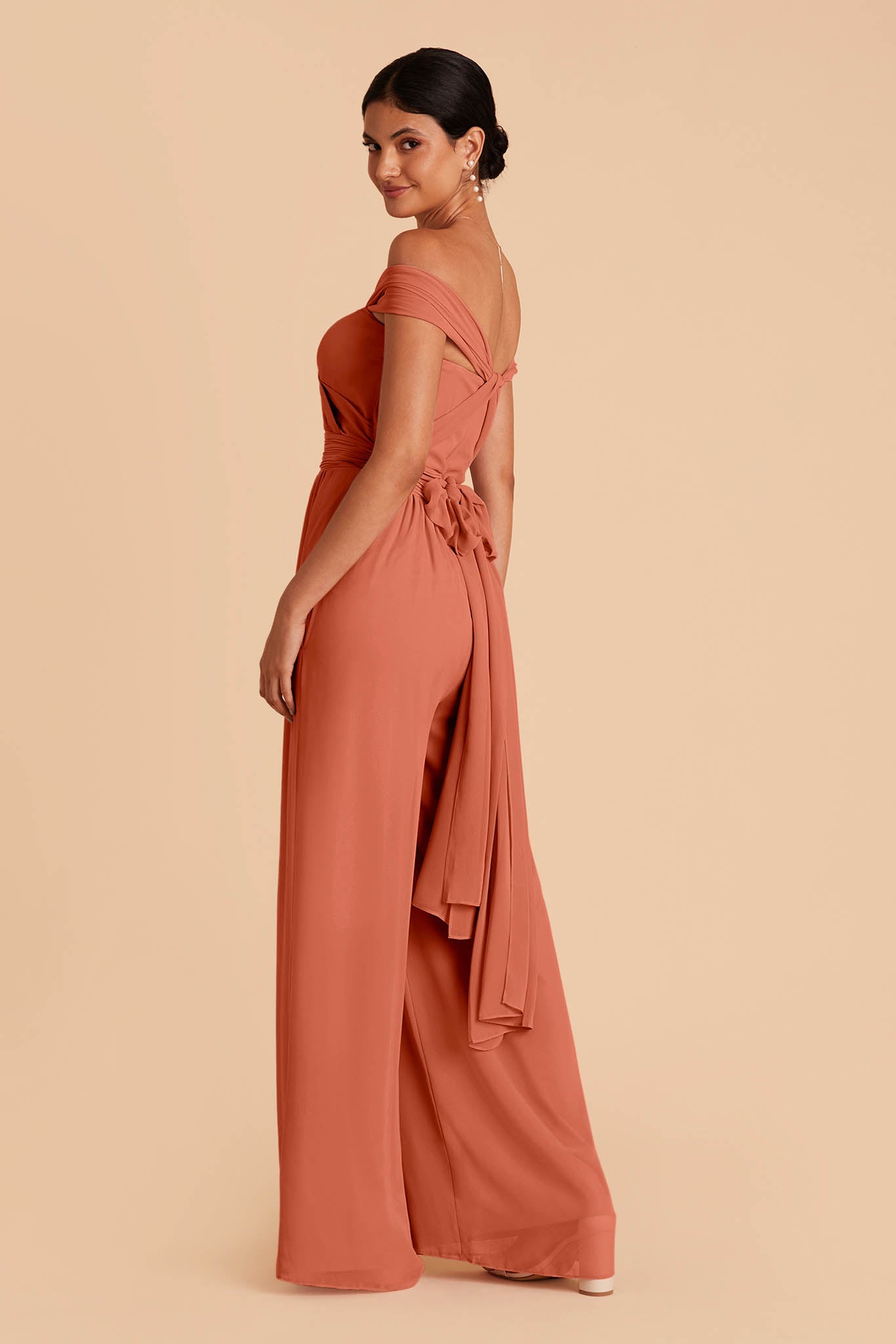 Convertible Wedding Jumpsuit with Adjustable Straps | Gigi - Terracotta