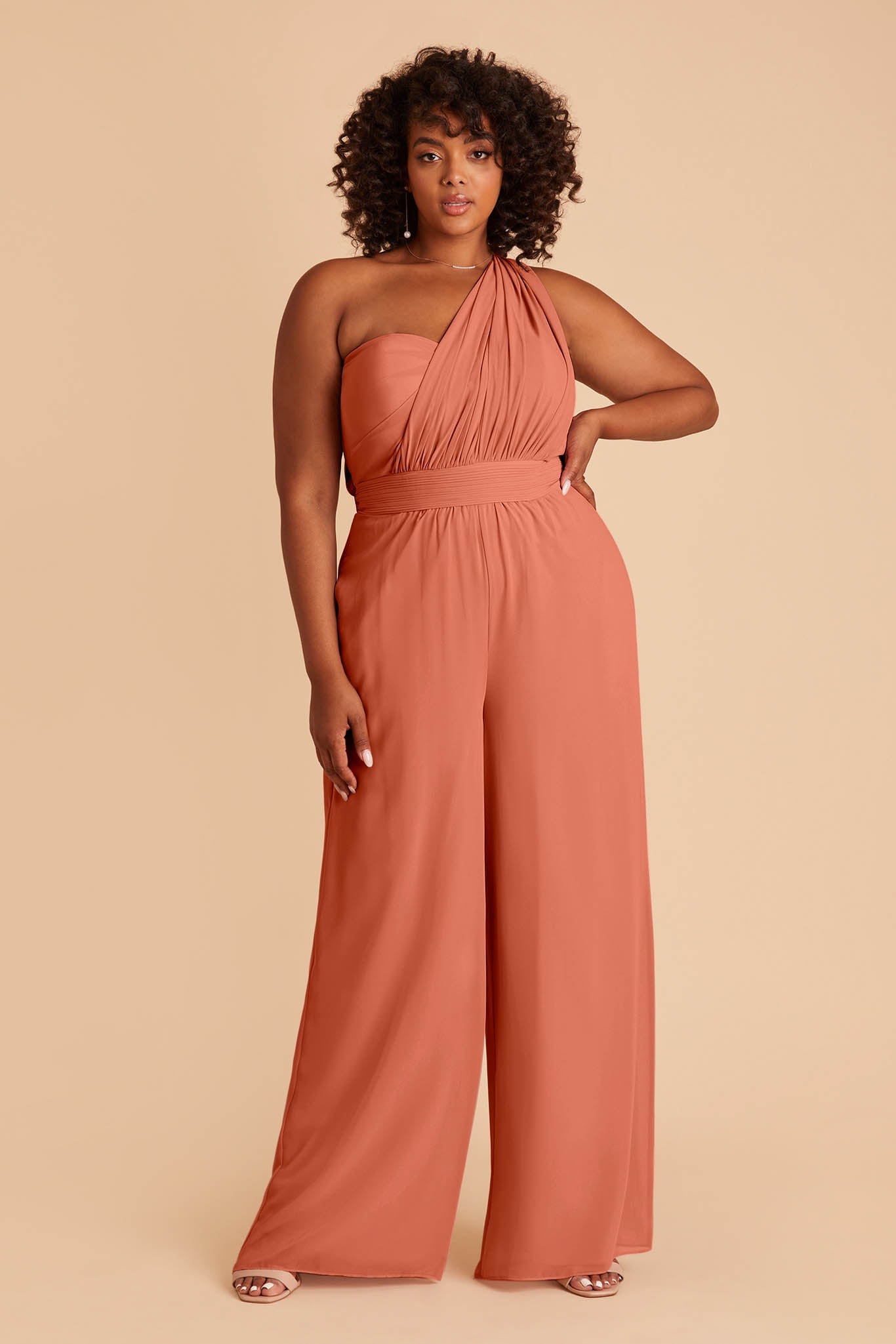 Convertible Wedding Jumpsuit with Adjustable Straps | Gigi - Terracotta