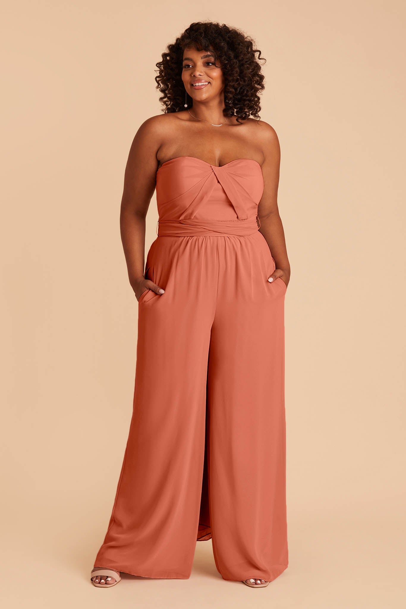 Convertible Wedding Jumpsuit with Adjustable Straps | Gigi - Terracotta