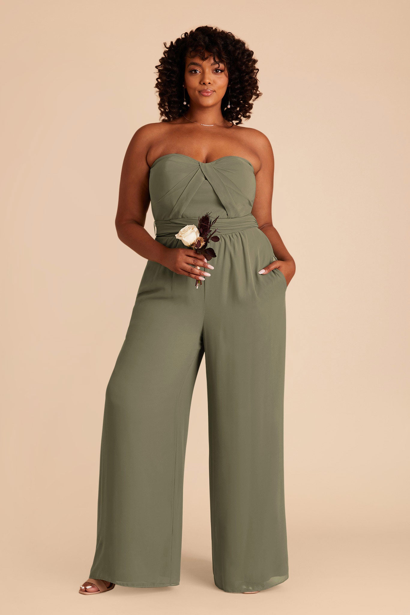 Convertible Wedding Jumpsuit with Adjustable Straps | Birdy Grey