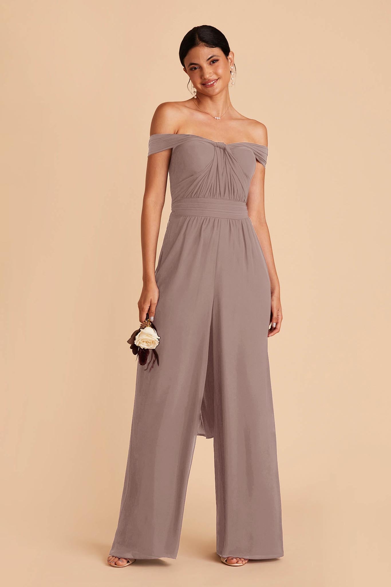 Convertible Wedding Jumpsuit with Adjustable Straps | Gigi - Toffee