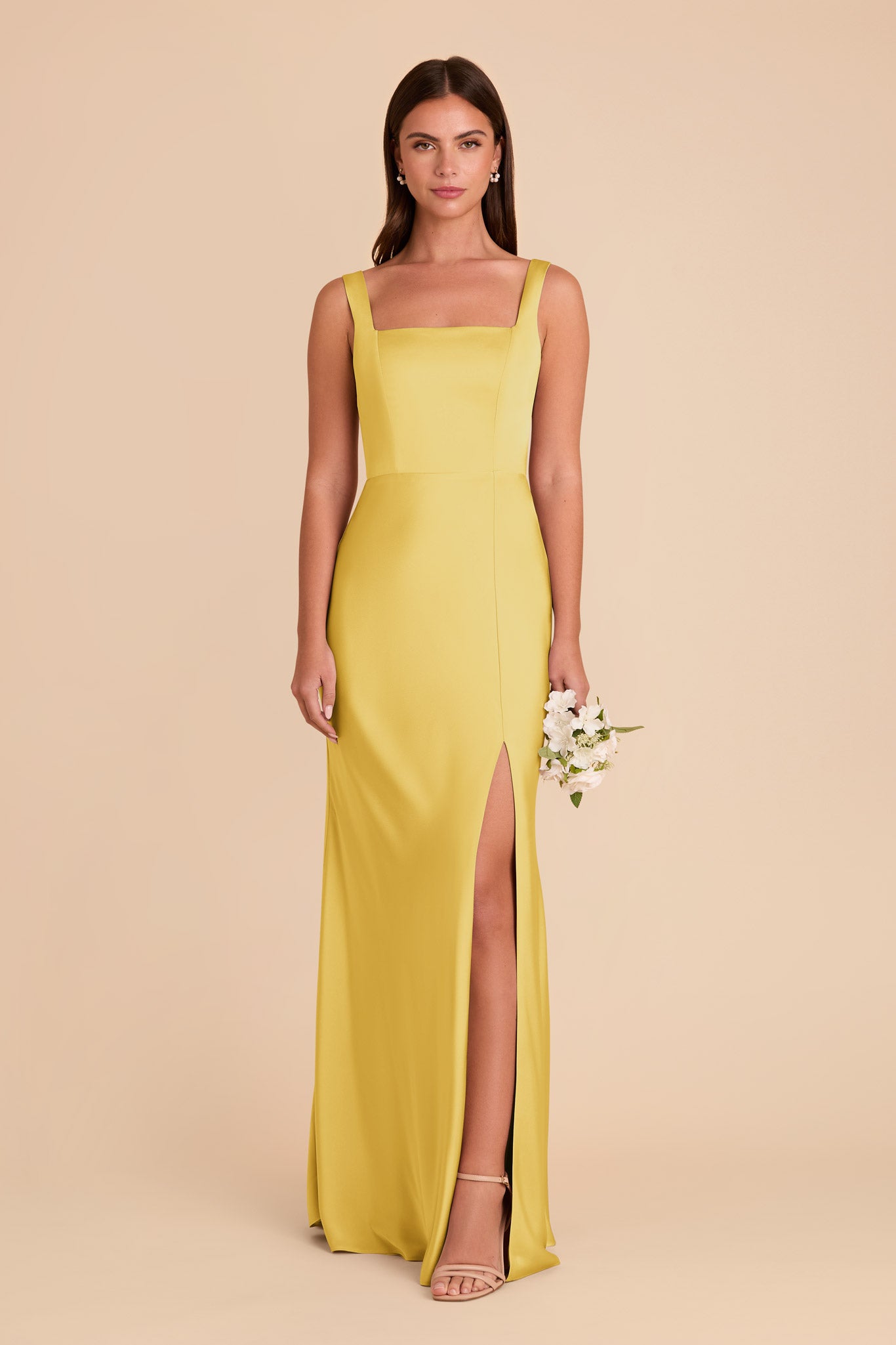 Convertible Satin Dress with Bows | Alex in Sunflower Yellow