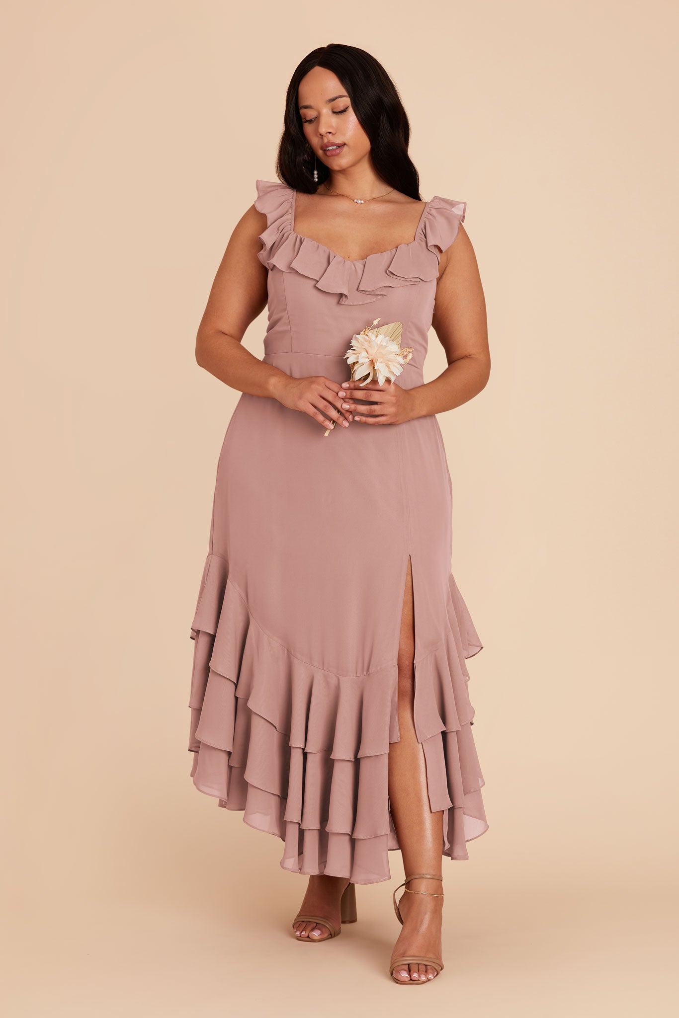 Flirty Chiffon Dress with Ruffle Trim & Layered Hem | Ginny