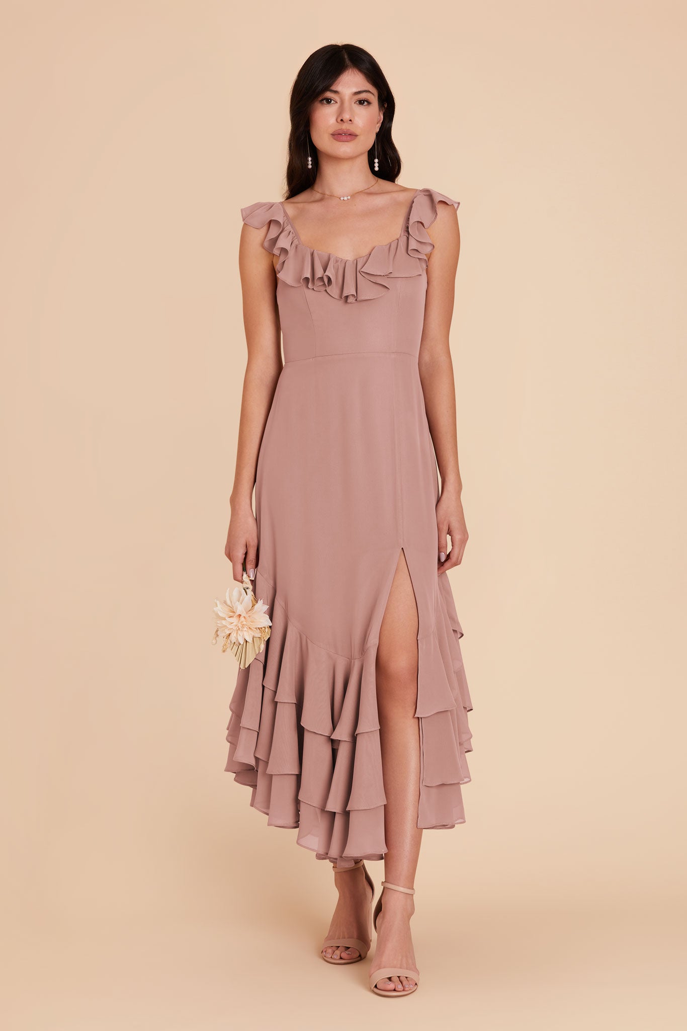Flirty Chiffon Dress with Ruffle Trim & Layered Hem | Ginny