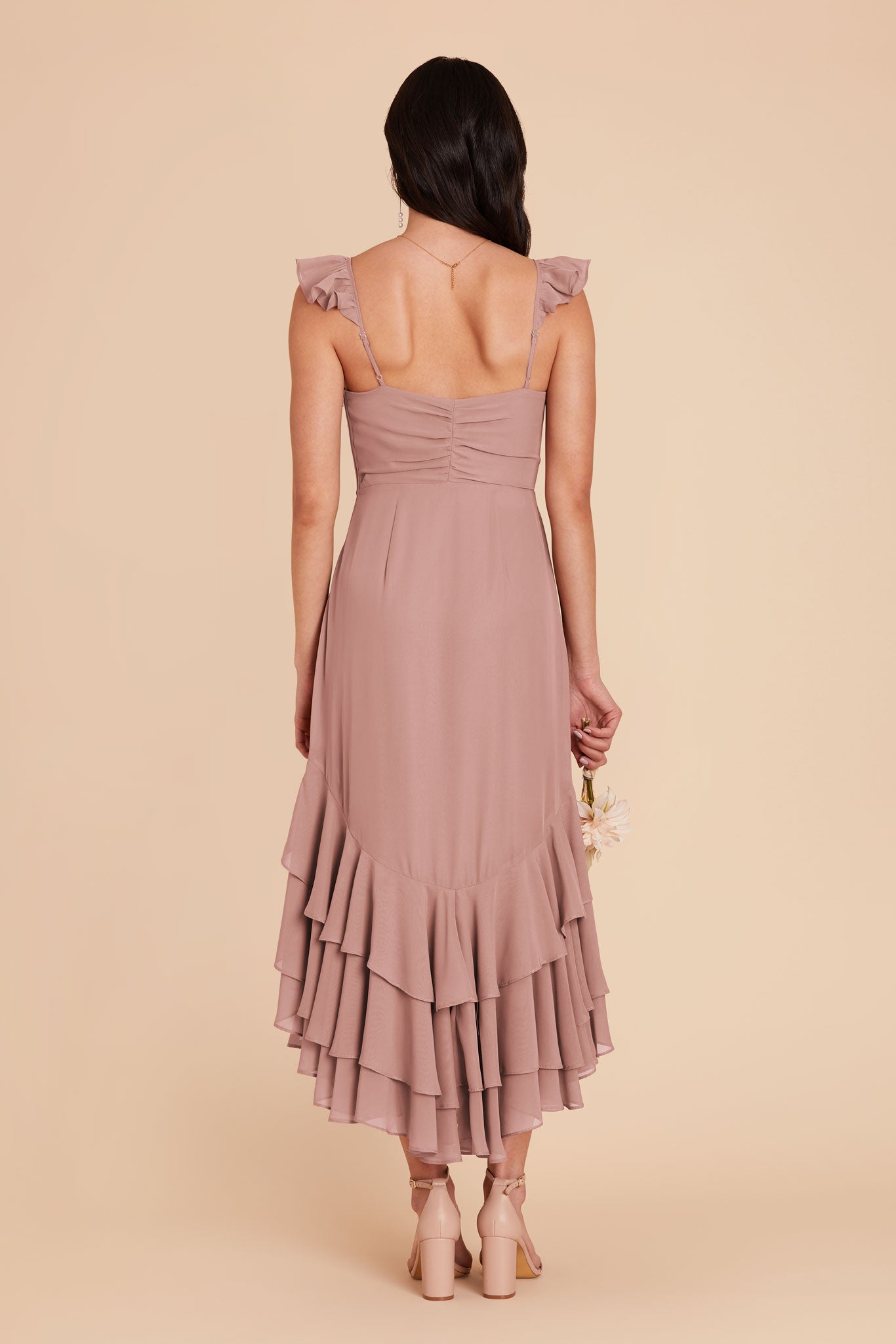Flirty Chiffon Dress with Ruffle Trim & Layered Hem | Ginny