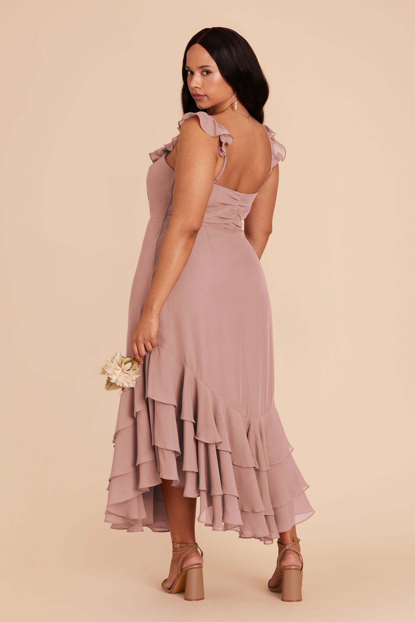 Flirty Chiffon Dress with Ruffle Trim & Layered Hem | Ginny