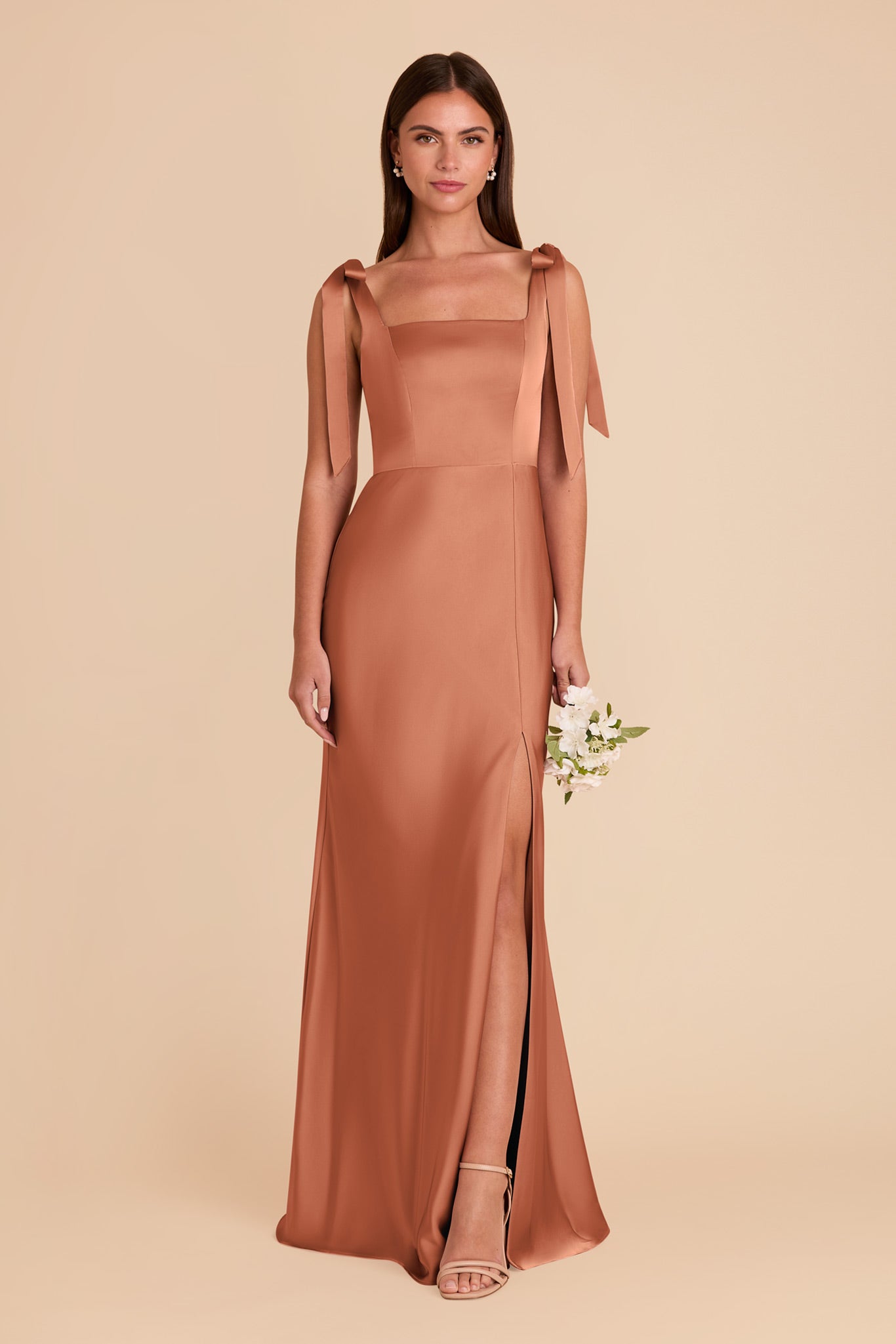Convertible Satin Dress with Bows | Alex Terracotta