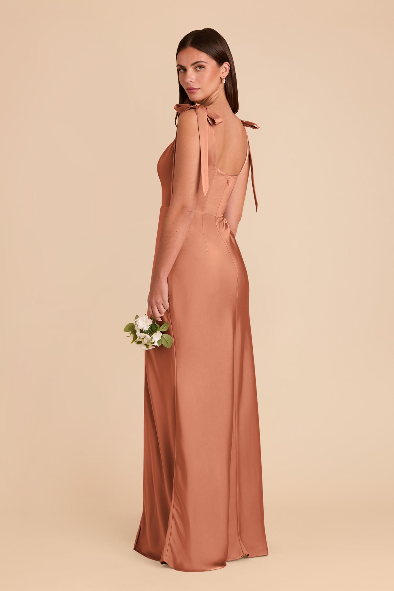 Convertible Satin Dress with Bows | Alex Terracotta
