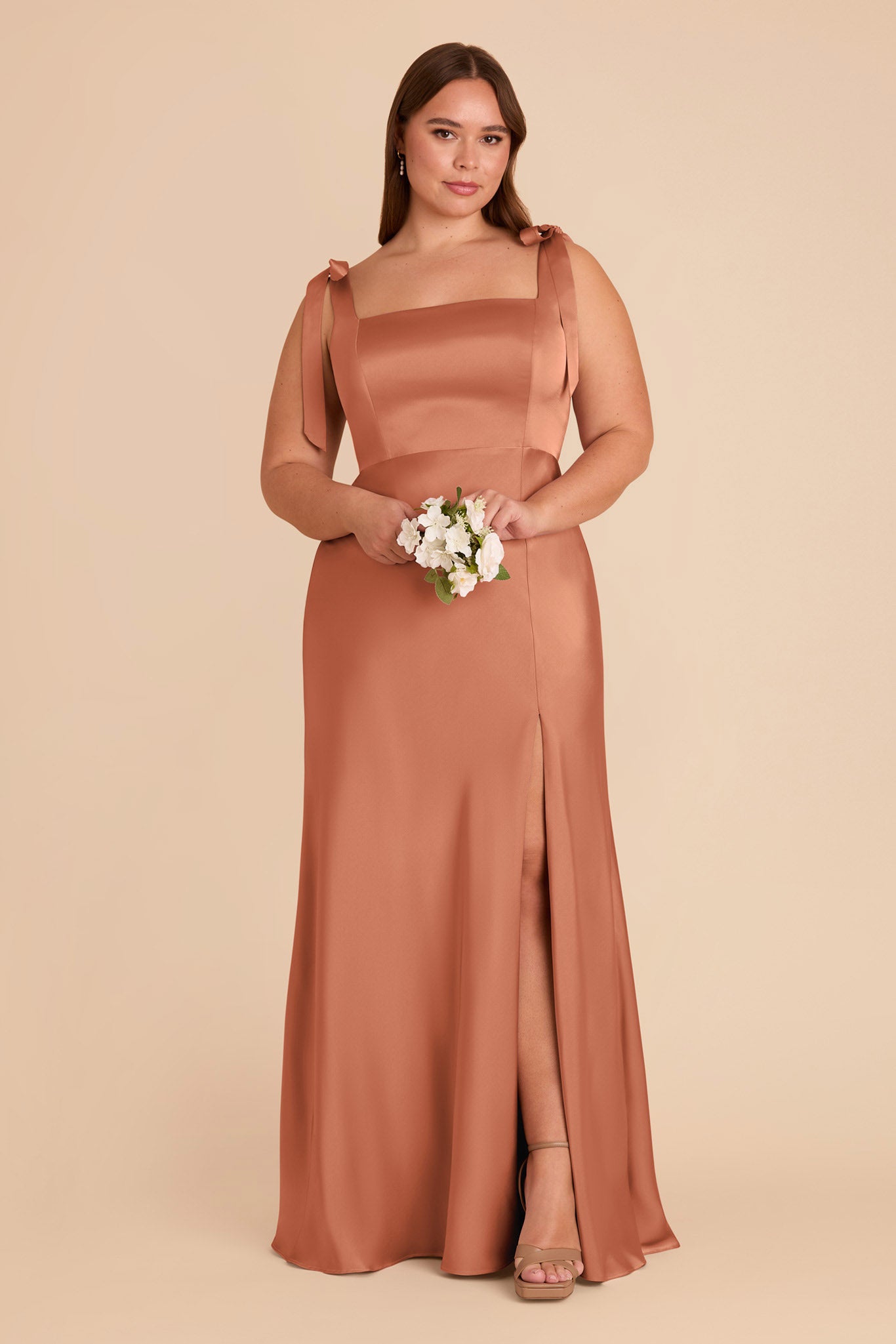 Convertible Satin Dress with Bows | Alex Terracotta