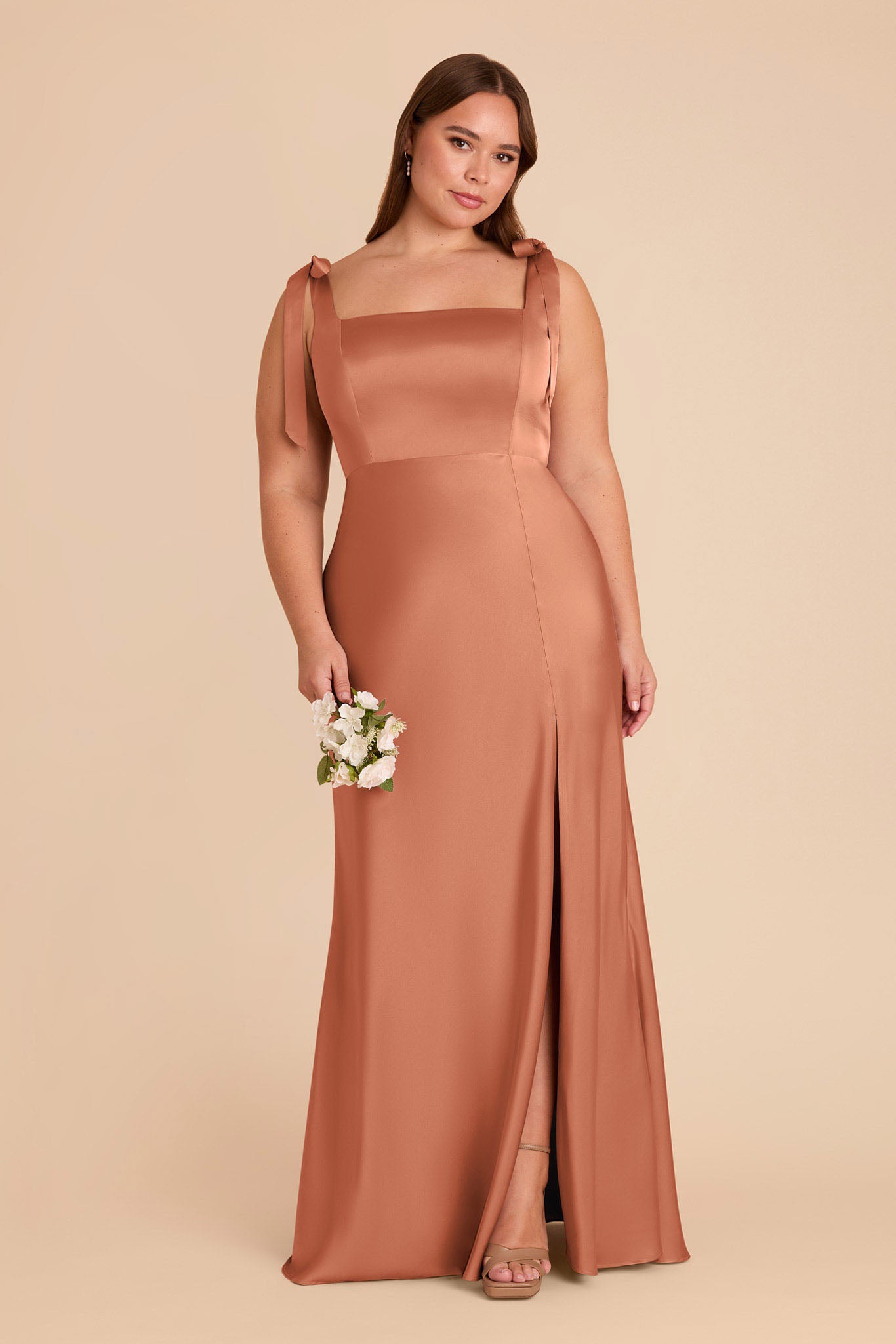 Convertible Satin Dress with Bows | Alex Terracotta