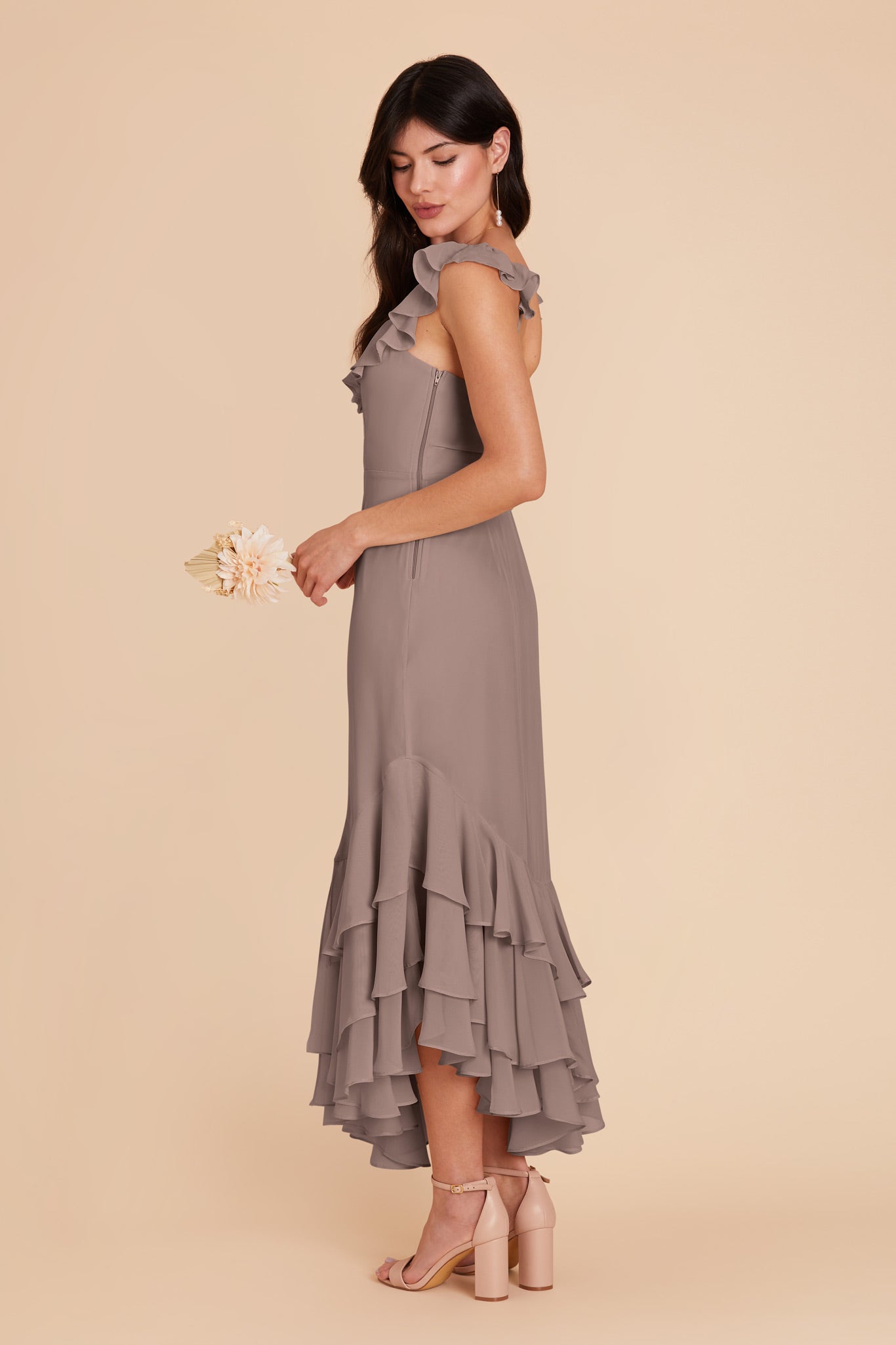 Chiffon Dress with Ruffle Trim & Layered Hem | Ginny Toffee